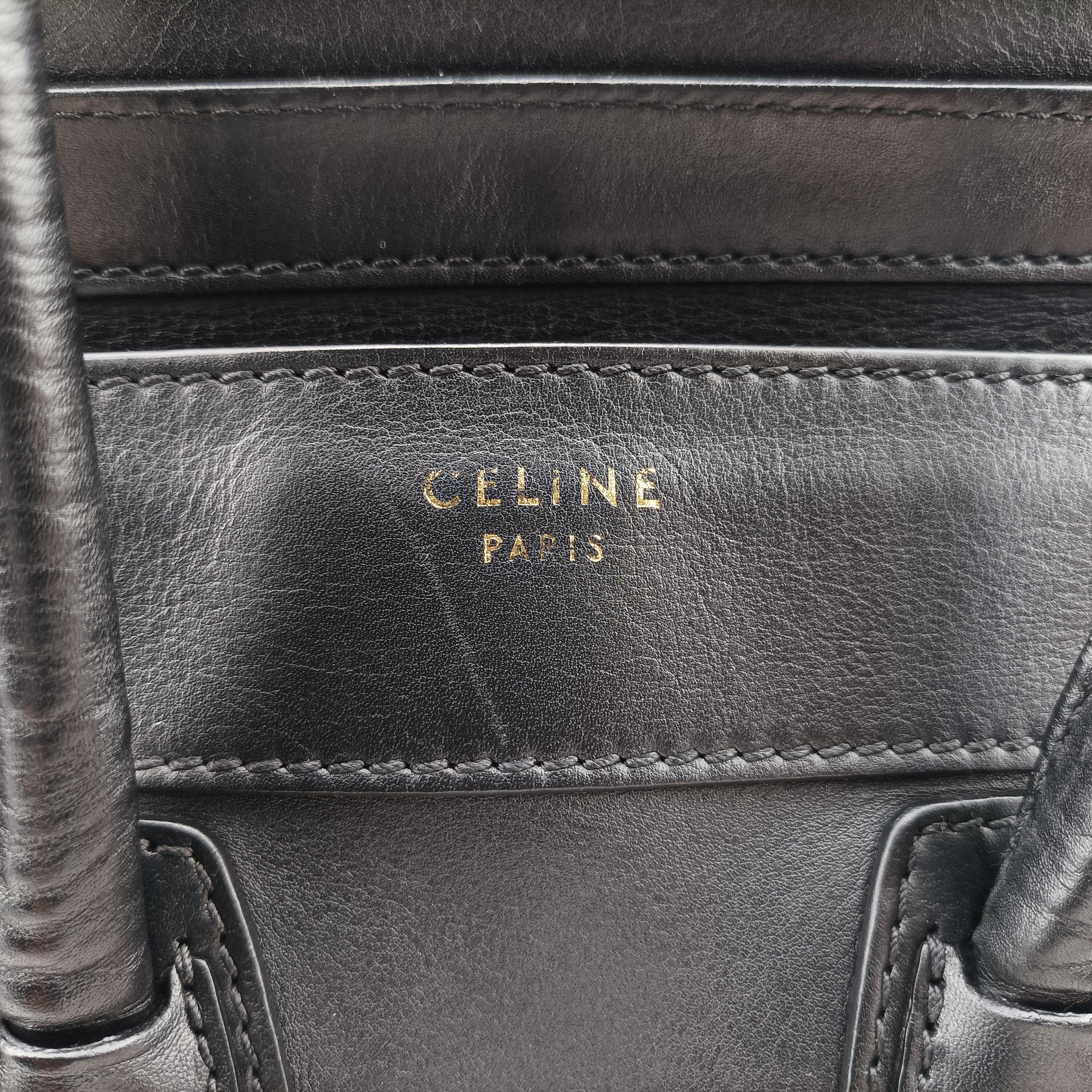 Pre-owned Celine Luggage Micro shopper Black Leather  handbag | stylenewstar