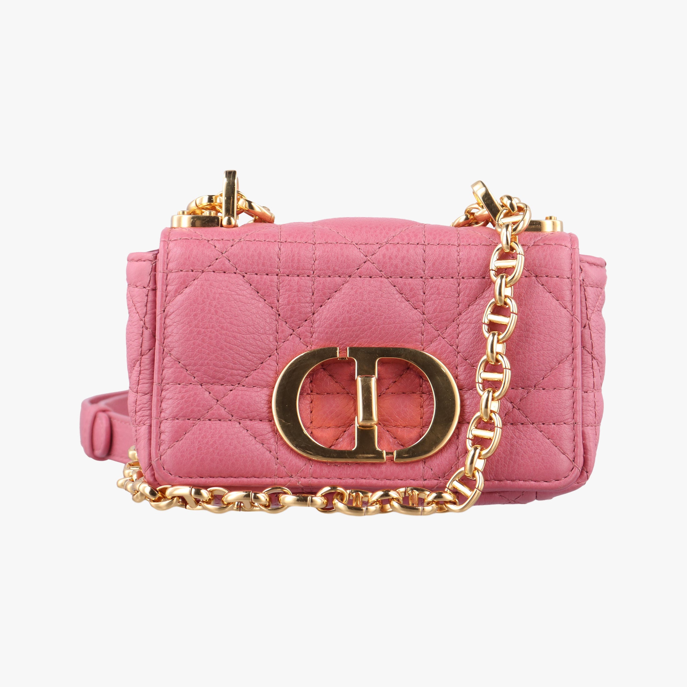 Pre-owned Christian Dior Caro micro Pink Leather  shoulderbag | stylenewstar