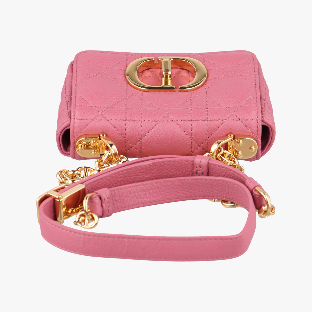 Pre-owned Christian Dior Caro micro Pink Leather  shoulderbag | stylenewstar