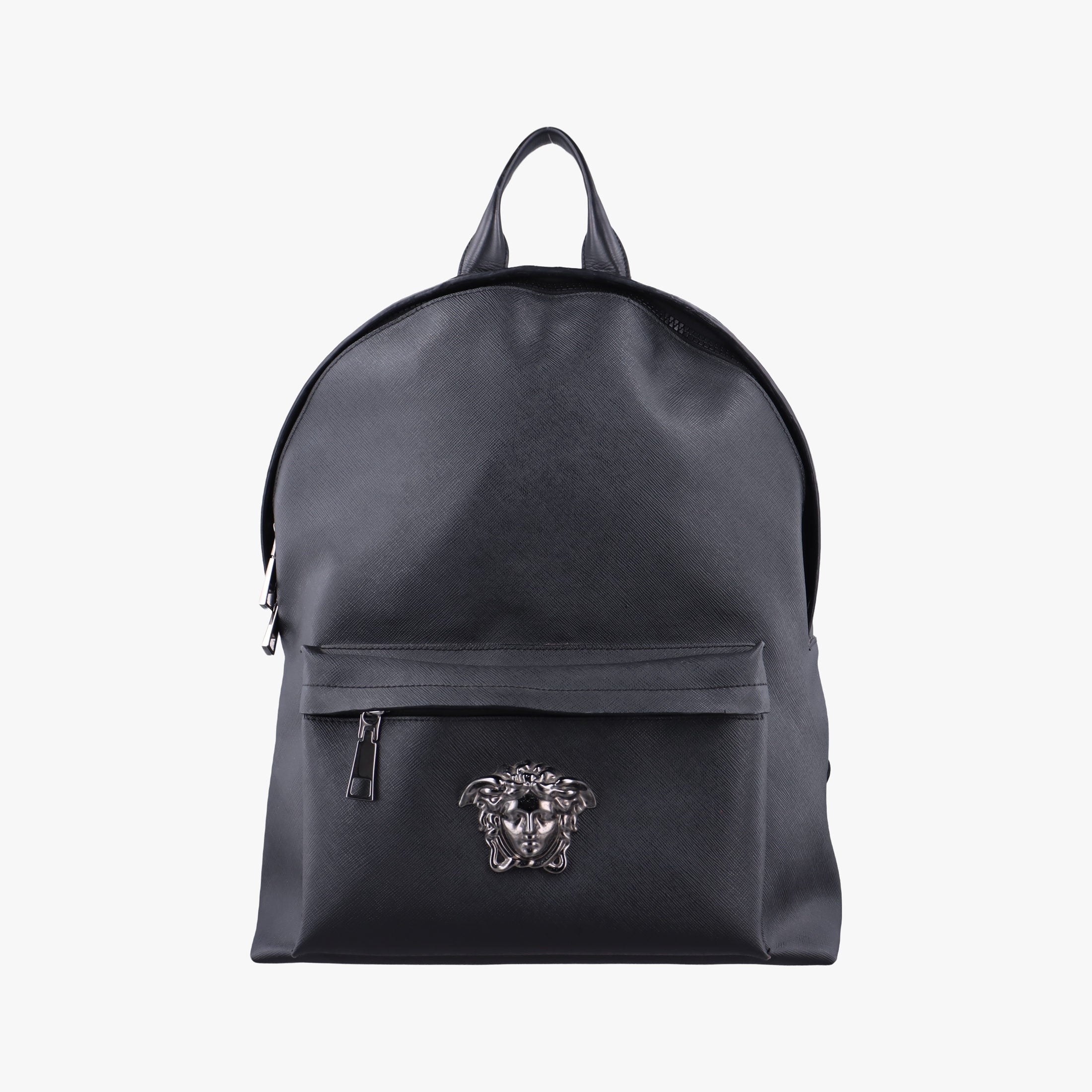 Pre-owned VERSACE La Medusa Black Leather  backpack/rucksack | stylenewstar