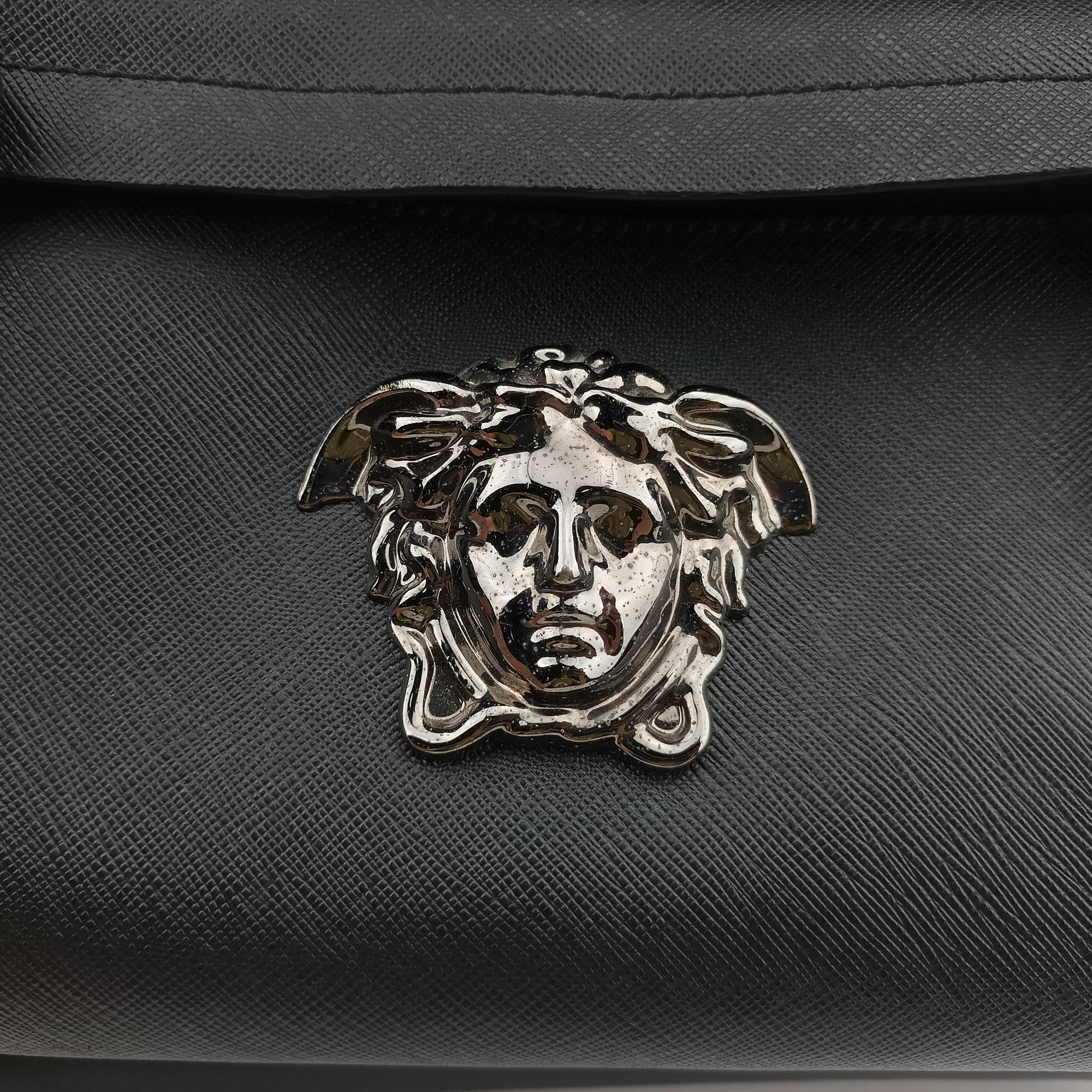 Pre-owned VERSACE La Medusa Black Leather  backpack/rucksack | stylenewstar