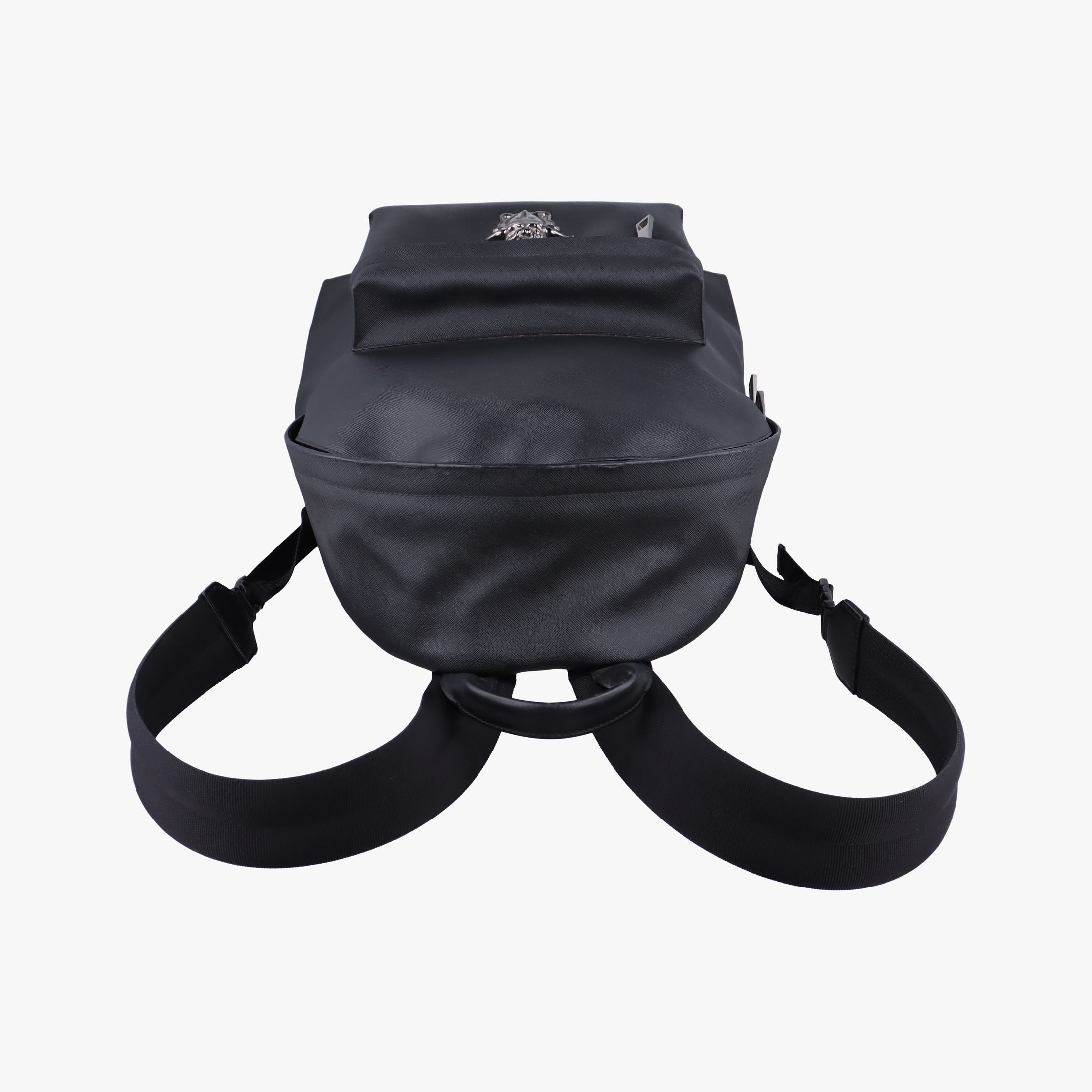 Pre-owned VERSACE La Medusa Black Leather  backpack/rucksack | stylenewstar