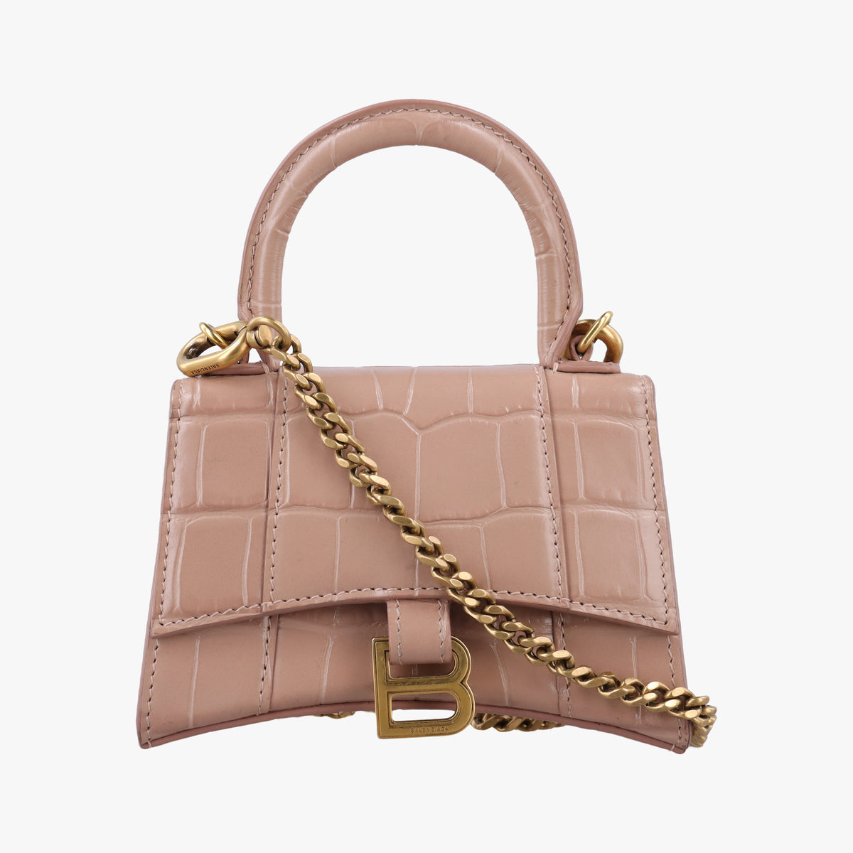 Pre-owned Balenciaga Hourglass mini Beige leather  shoulderbag | stylenewstar