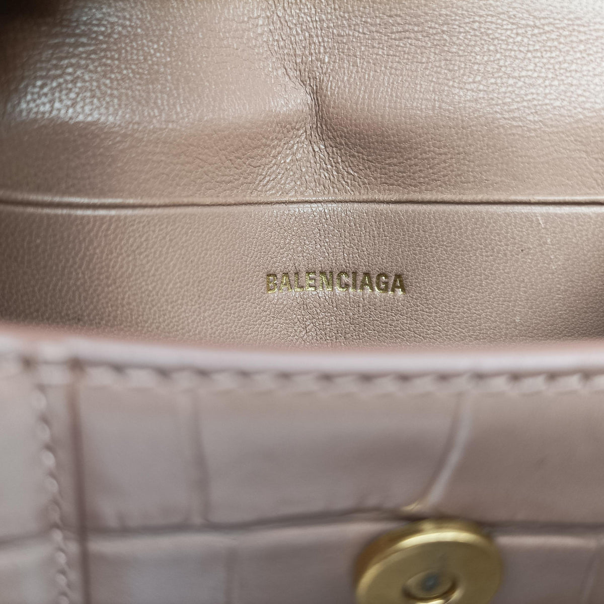 Pre-owned Balenciaga Hourglass mini Beige leather  shoulderbag | stylenewstar