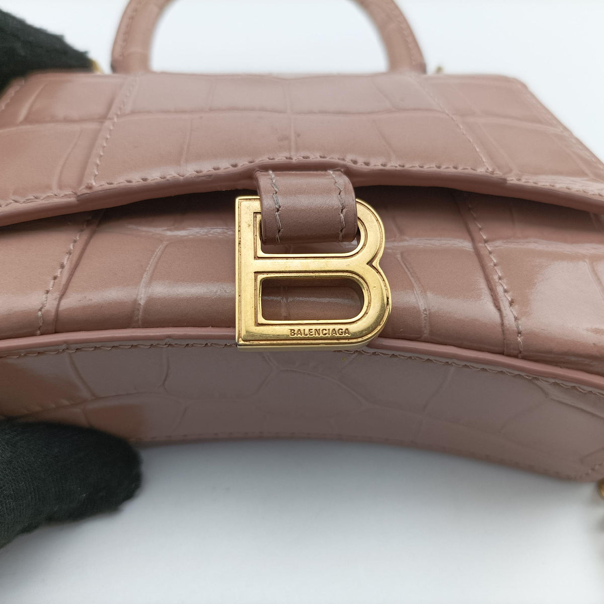 Pre-owned Balenciaga Hourglass mini Beige leather  shoulderbag | stylenewstar