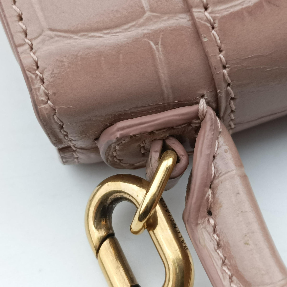 Pre-owned Balenciaga Hourglass mini Beige leather  shoulderbag | stylenewstar