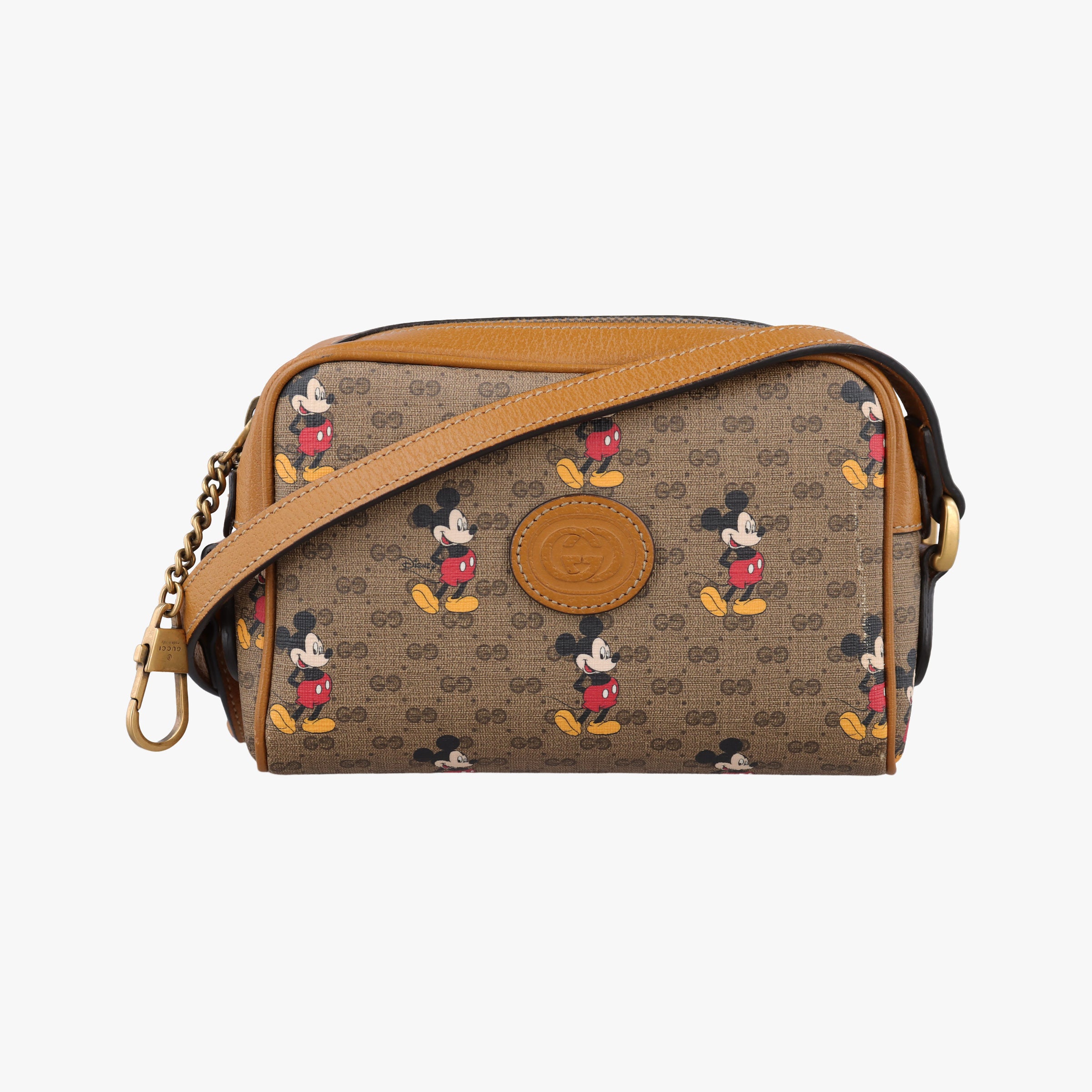 Pre-owned Gucci Mickey Mouse Disney collaboration Brown×Multicolour PVC coated canvas×Leather 602536 shoulderbag | stylenewstar