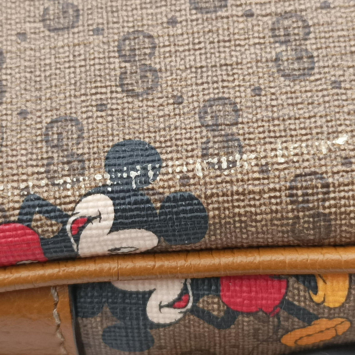 Pre-owned Gucci Mickey Mouse Disney collaboration Brown×Multicolour PVC coated canvas×Leather 602536 shoulderbag | stylenewstar