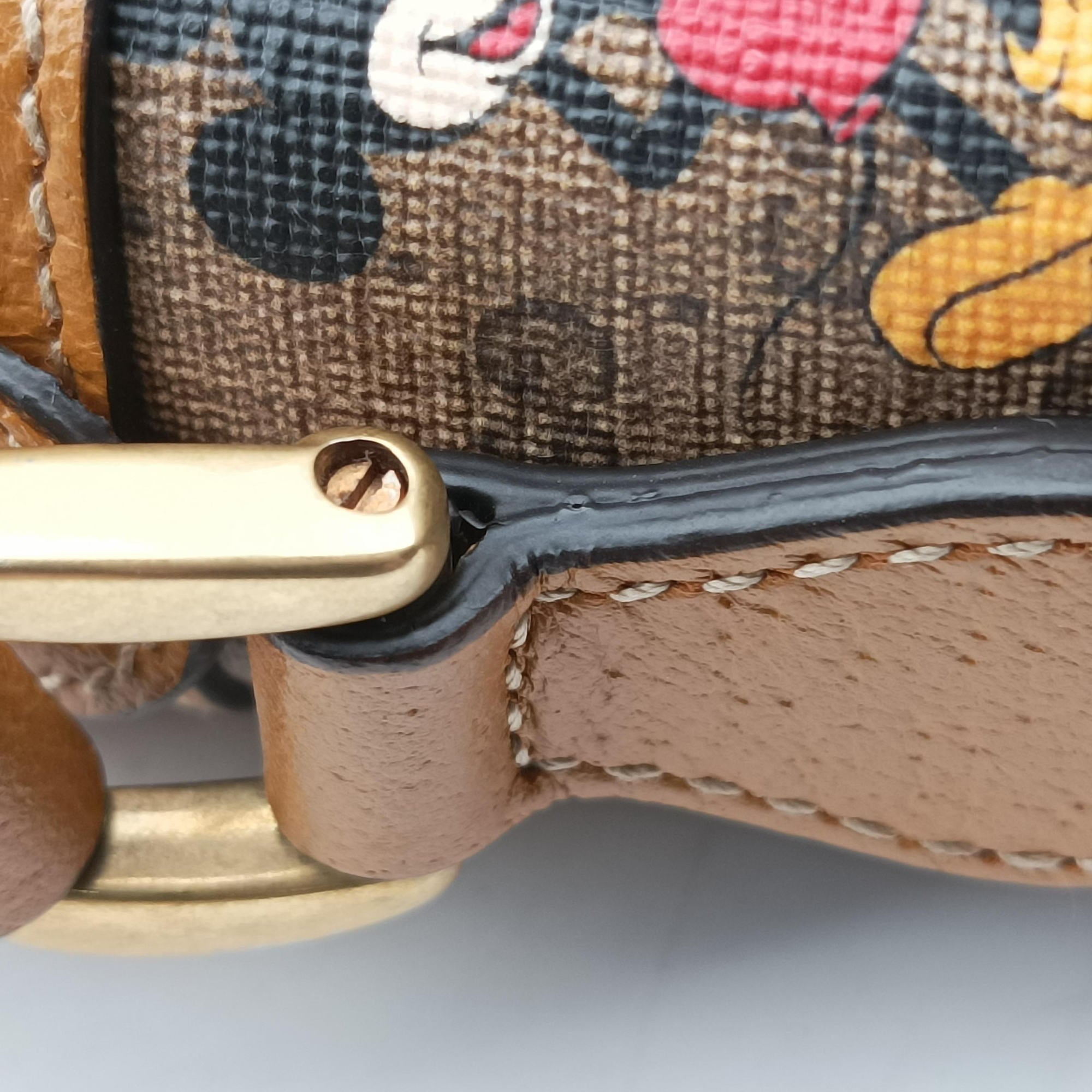 Pre-owned Gucci Mickey Mouse Disney collaboration Brown×Multicolour PVC coated canvas×Leather 602536 shoulderbag | stylenewstar
