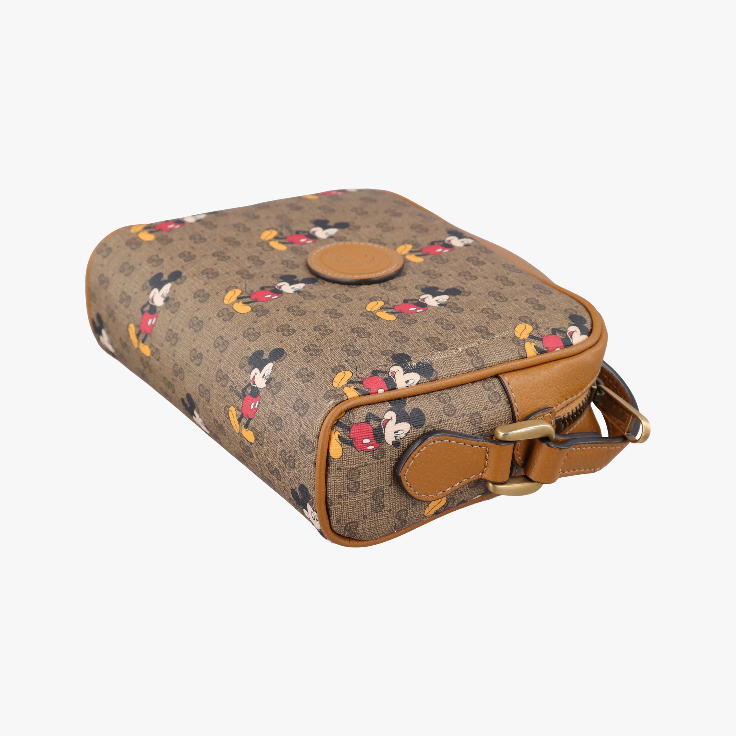 Pre-owned Gucci Mickey Mouse Disney collaboration Brown×Multicolour PVC coated canvas×Leather 602536 shoulderbag | stylenewstar