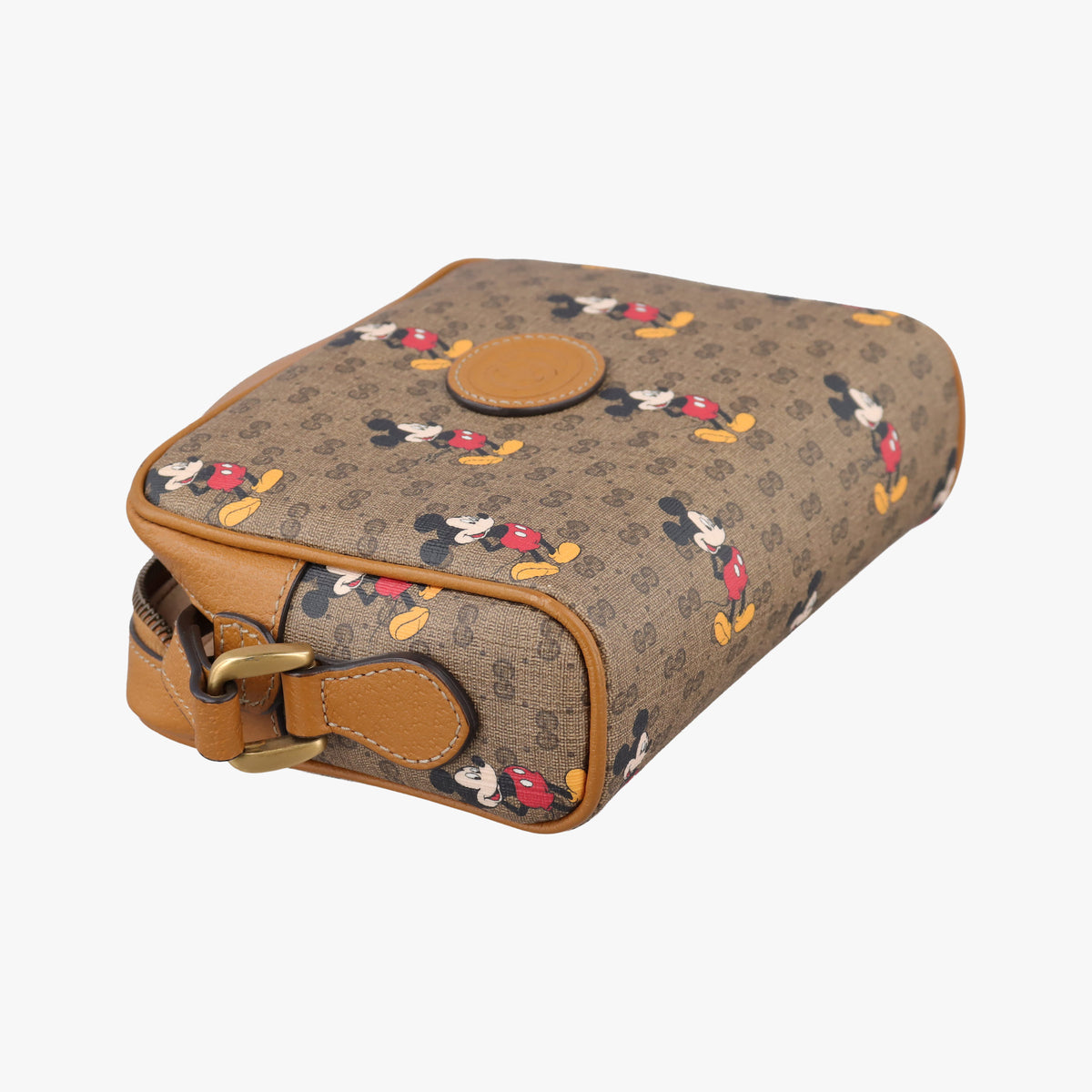 Pre-owned Gucci Mickey Mouse Disney collaboration Brown×Multicolour PVC coated canvas×Leather 602536 shoulderbag | stylenewstar