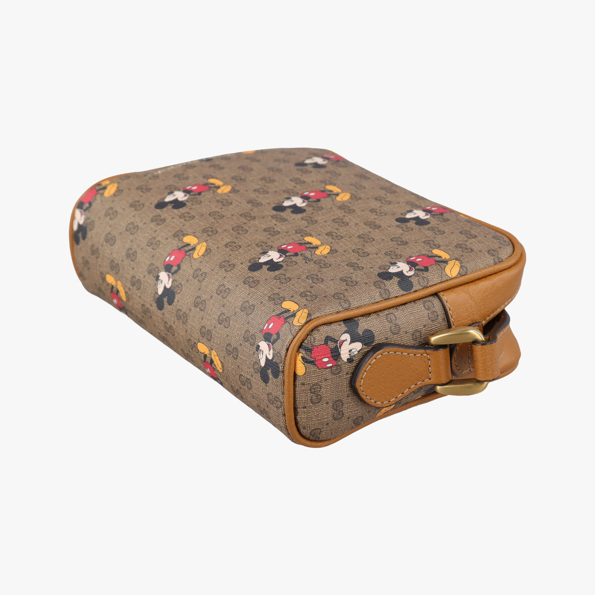 Pre-owned Gucci Mickey Mouse Disney collaboration Brown×Multicolour PVC coated canvas×Leather 602536 shoulderbag | stylenewstar