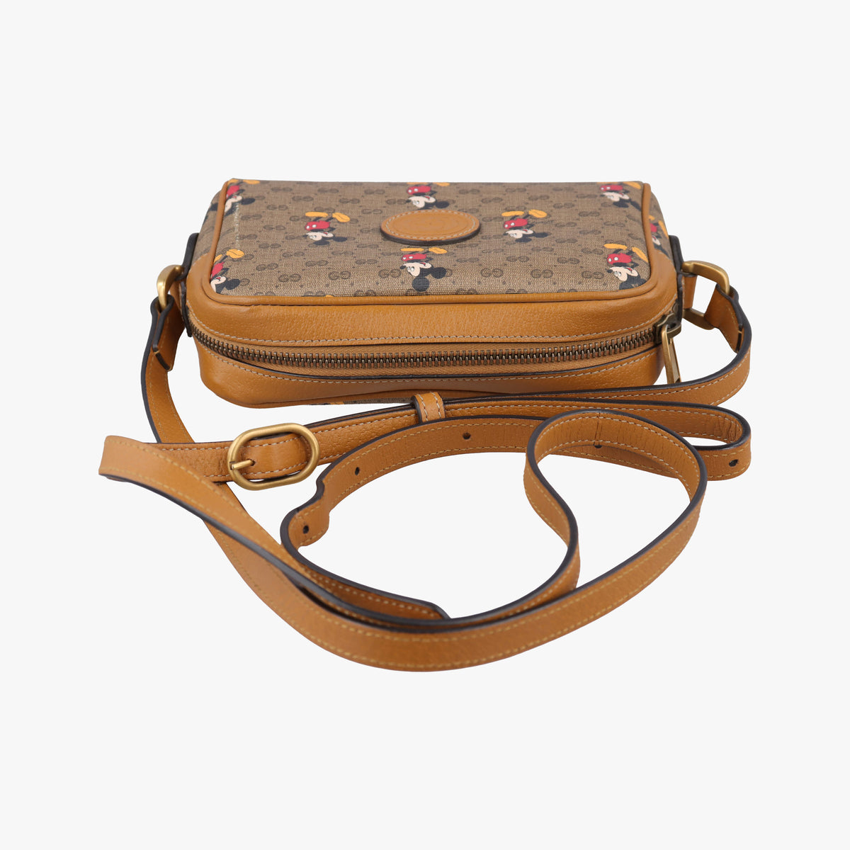 Pre-owned Gucci Mickey Mouse Disney collaboration Brown×Multicolour PVC coated canvas×Leather 602536 shoulderbag | stylenewstar