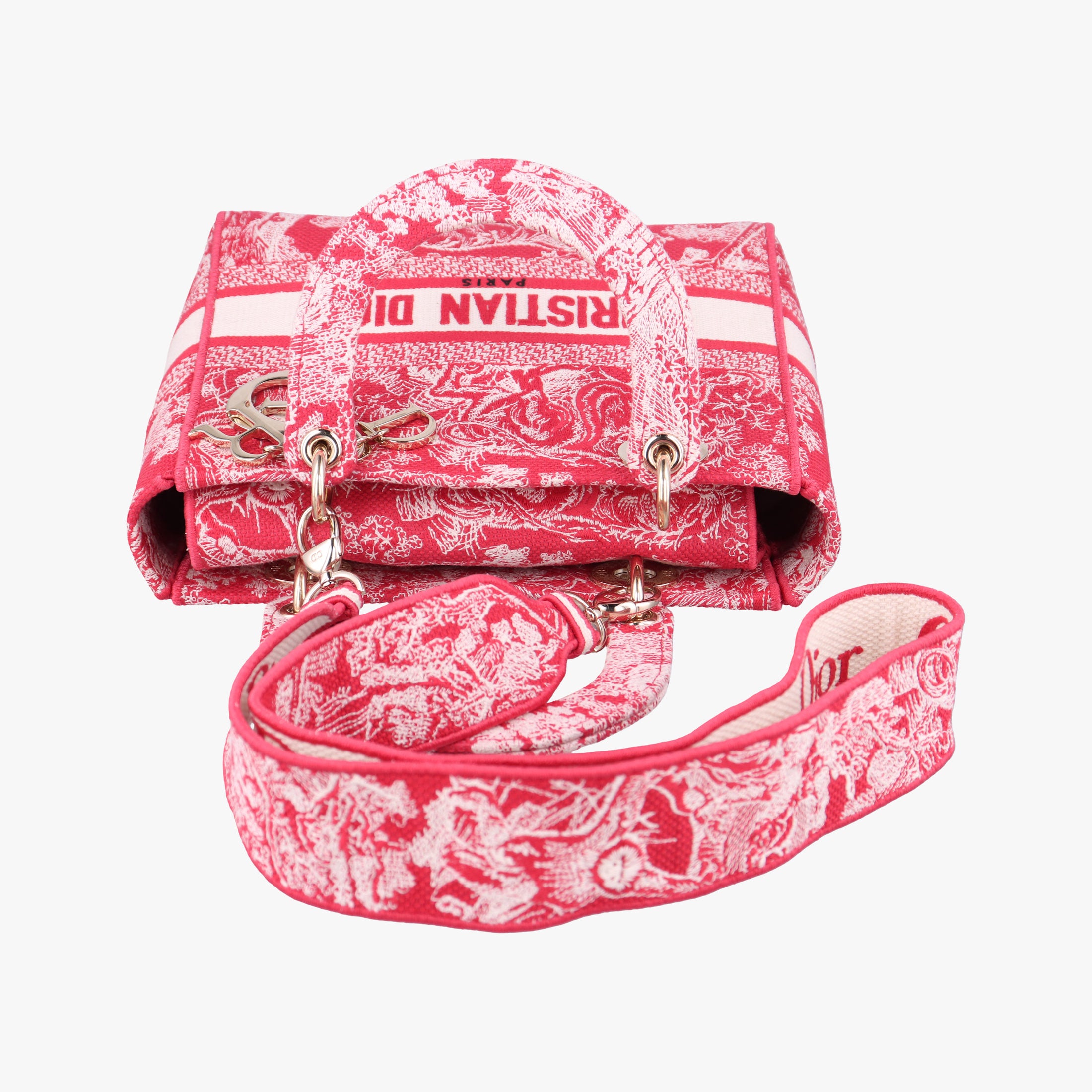Pre-owned Christian Dior D-Lite Medium Royaume Pink canvas  shoulderbag | stylenewstar