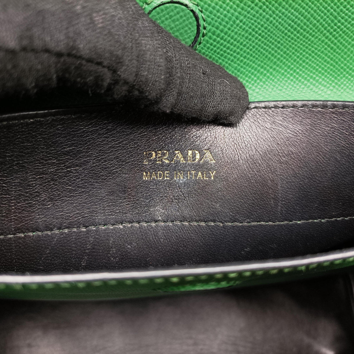 Pre-owned Prada Double Cuir Green SAFFIANO Leather B2756T handbag | stylenewstar
