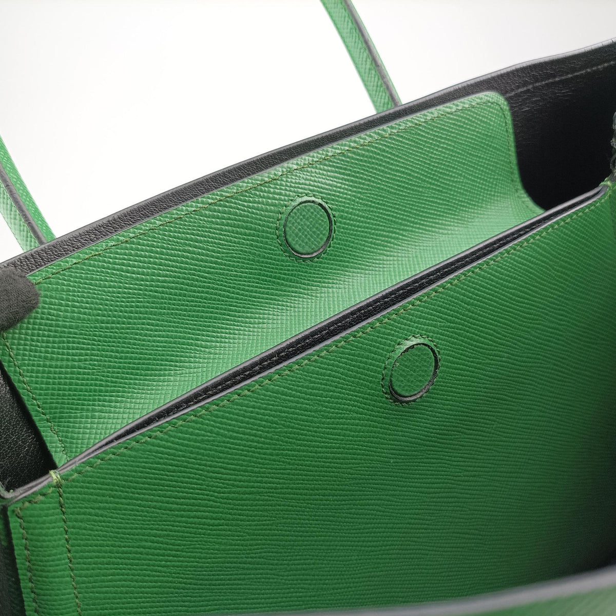 Pre-owned Prada Double Cuir Green SAFFIANO Leather B2756T handbag | stylenewstar