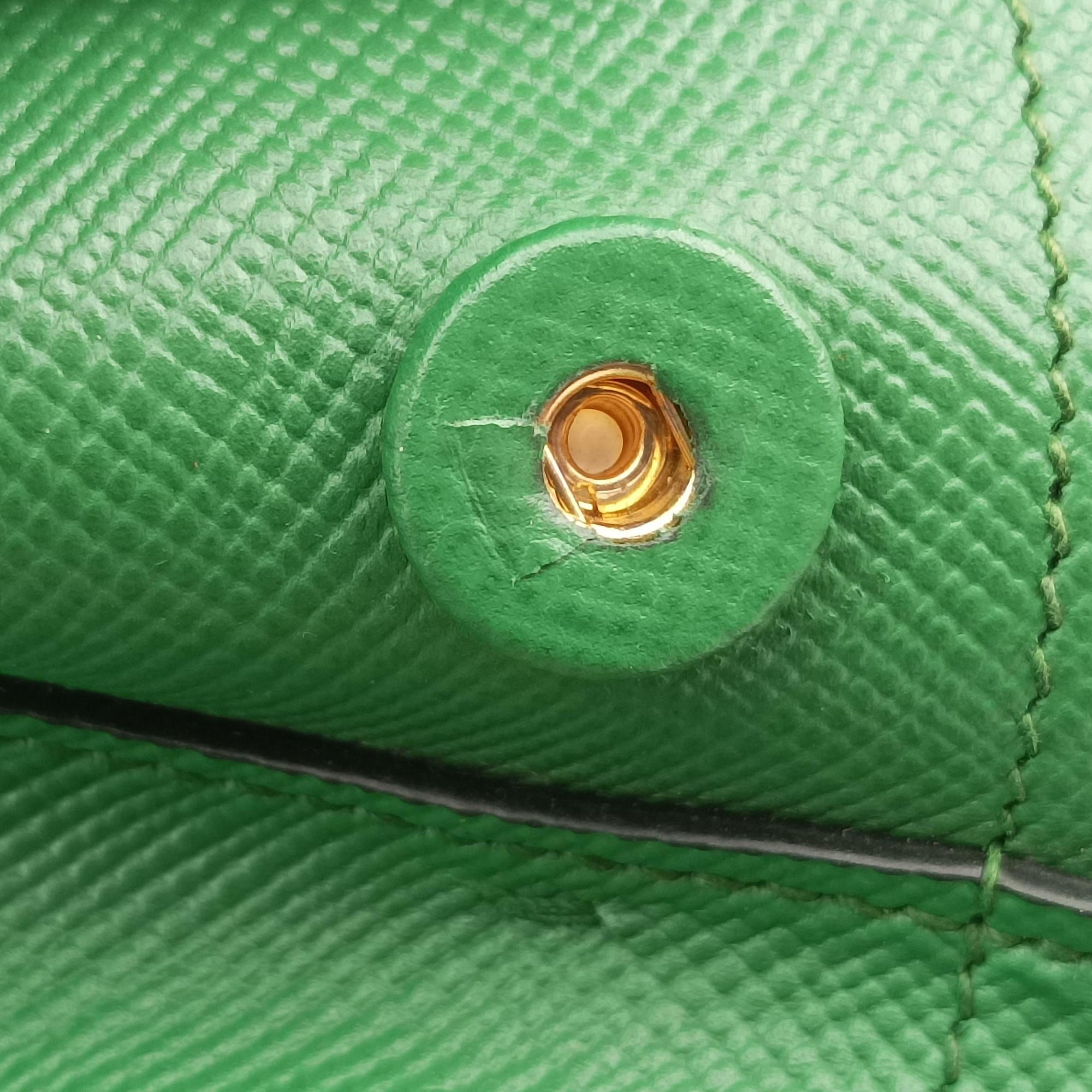 Pre-owned Prada Double Cuir Green SAFFIANO Leather B2756T handbag | stylenewstar