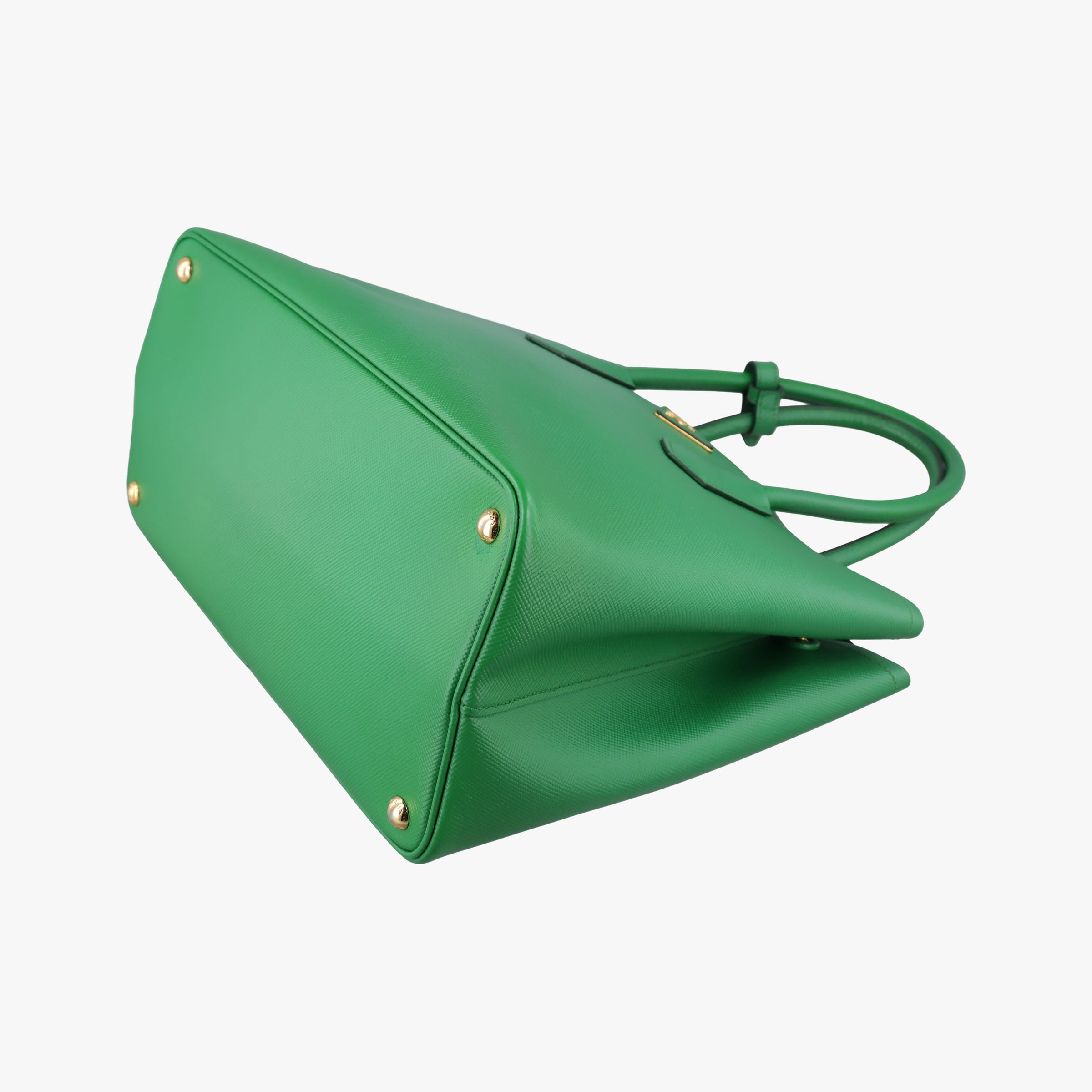 Pre-owned Prada Double Cuir Green SAFFIANO Leather B2756T handbag | stylenewstar