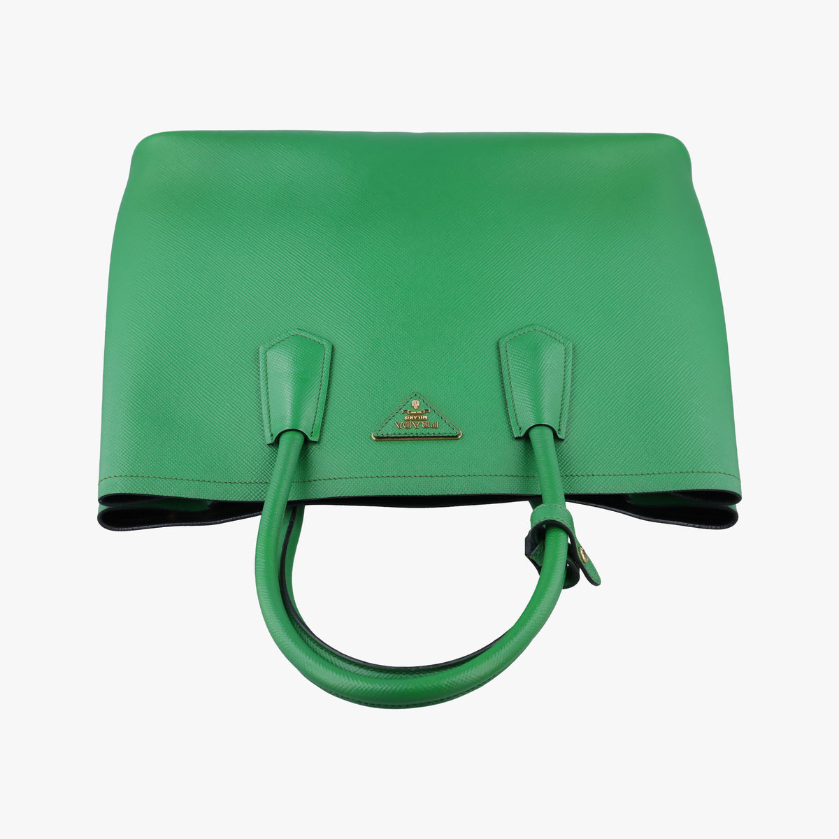 Pre-owned Prada Double Cuir Green SAFFIANO Leather B2756T handbag | stylenewstar