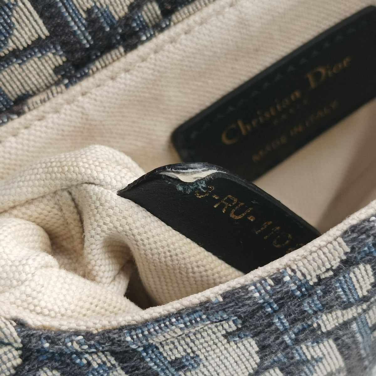 Pre-owned Christian Dior Saddle Navy Jacquard × Leather  shoulderbag | stylenewstar
