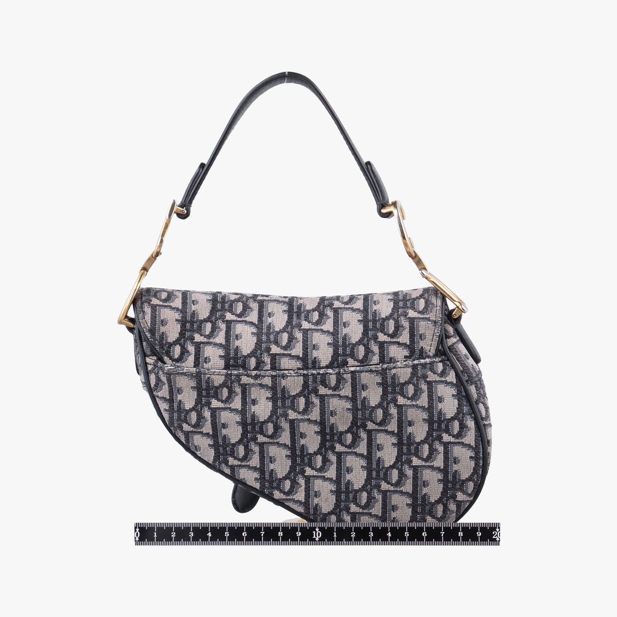 Pre-owned Christian Dior Saddle Navy Jacquard × Leather  shoulderbag | stylenewstar