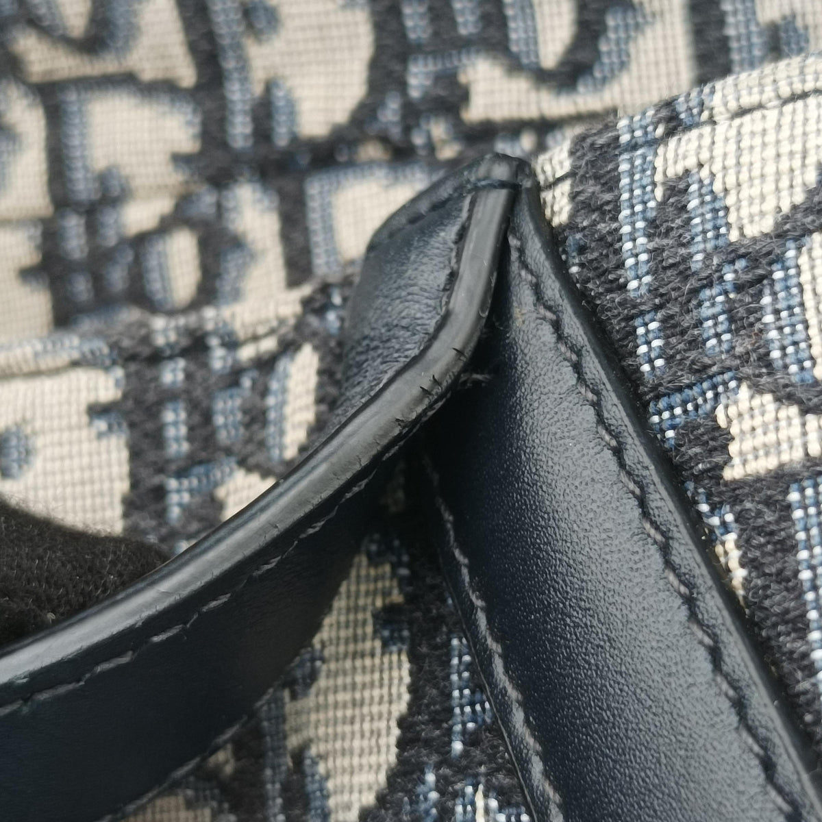 Pre-owned Christian Dior Saddle Navy Jacquard × Leather  shoulderbag | stylenewstar