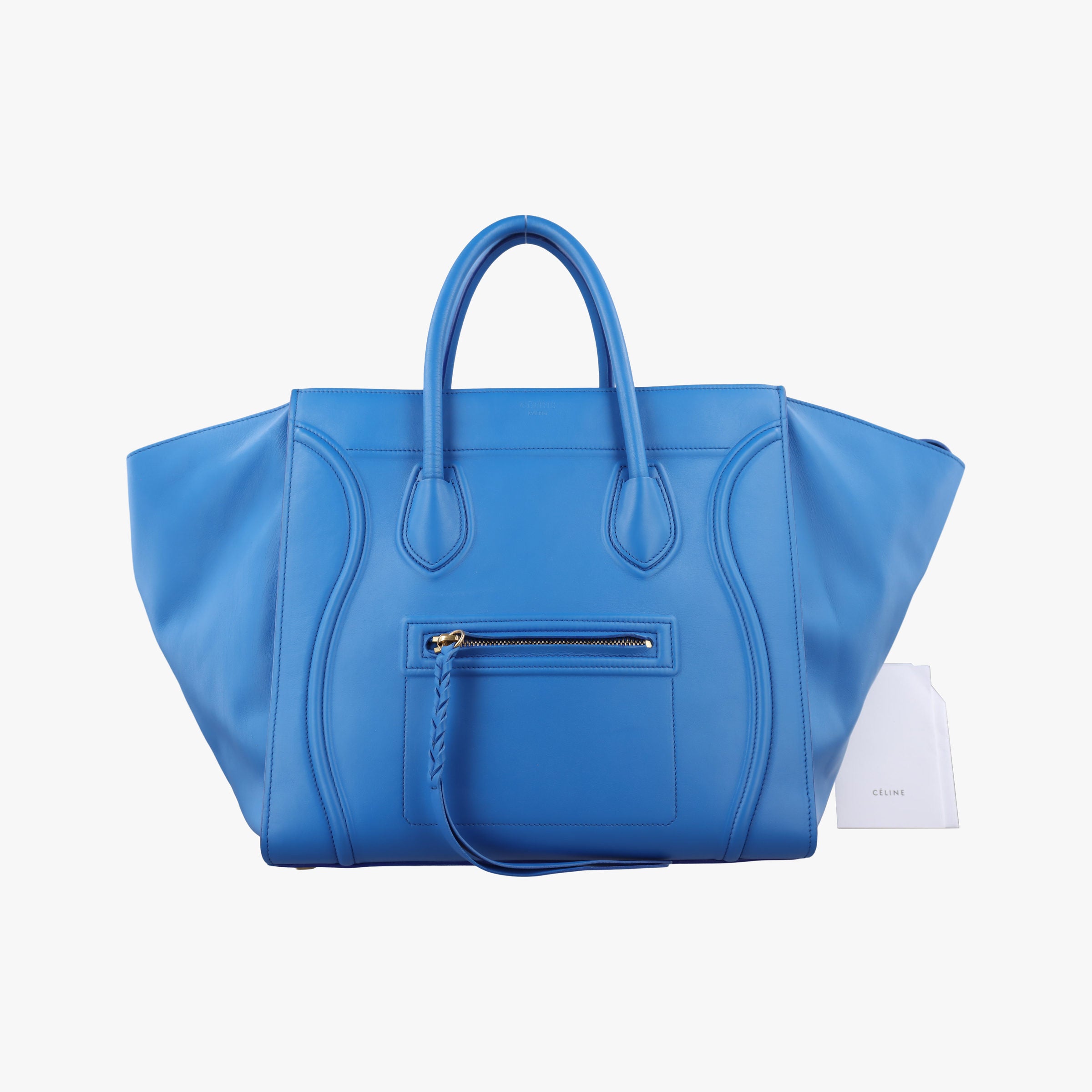 Vintage Celine Luggage Square Phantom Blue Leather  handbag | stylenewstar