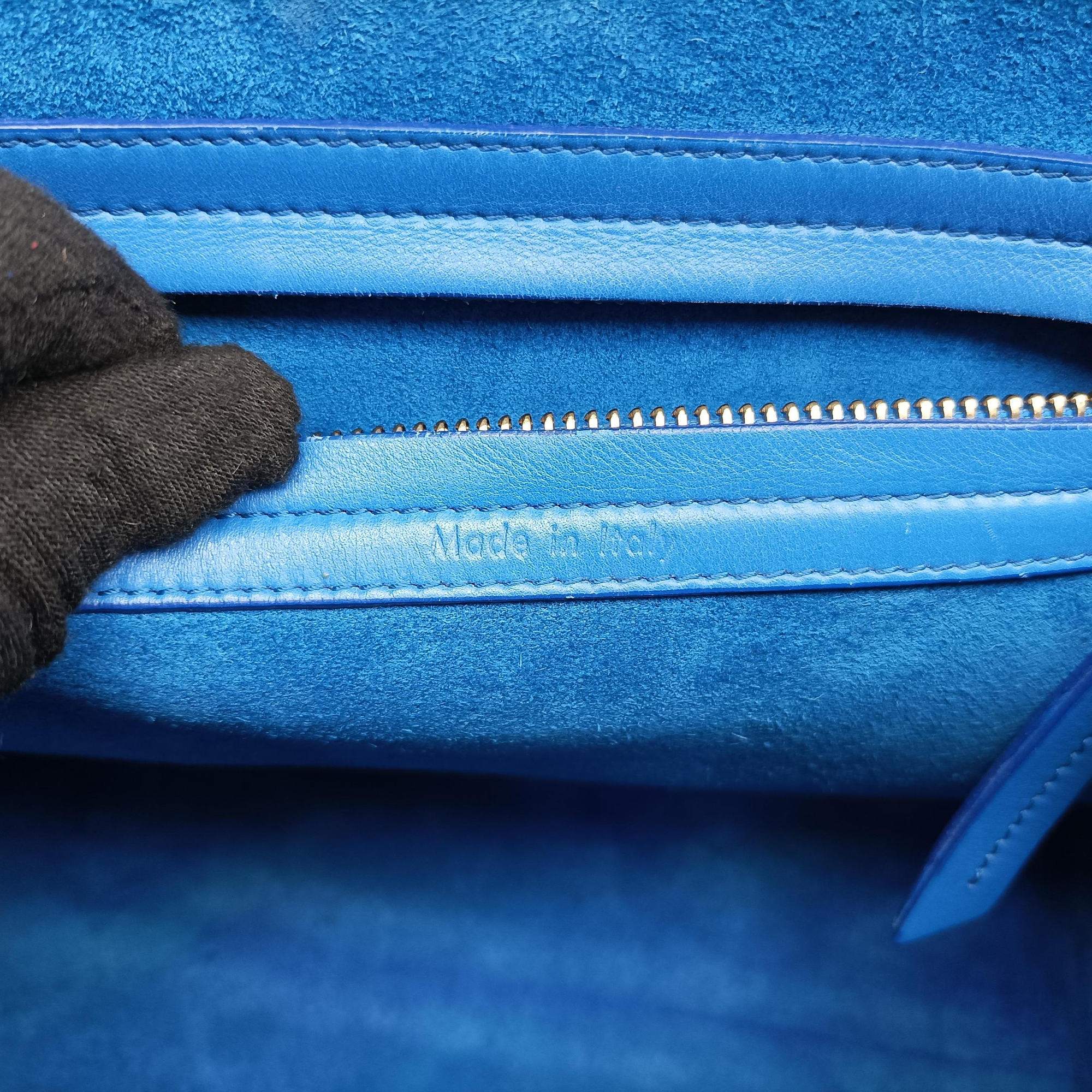 Vintage Celine Luggage Square Phantom Blue Leather  handbag | stylenewstar