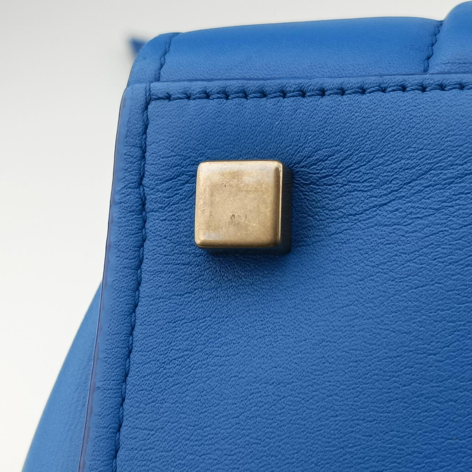 Vintage Celine Luggage Square Phantom Blue Leather  handbag | stylenewstar
