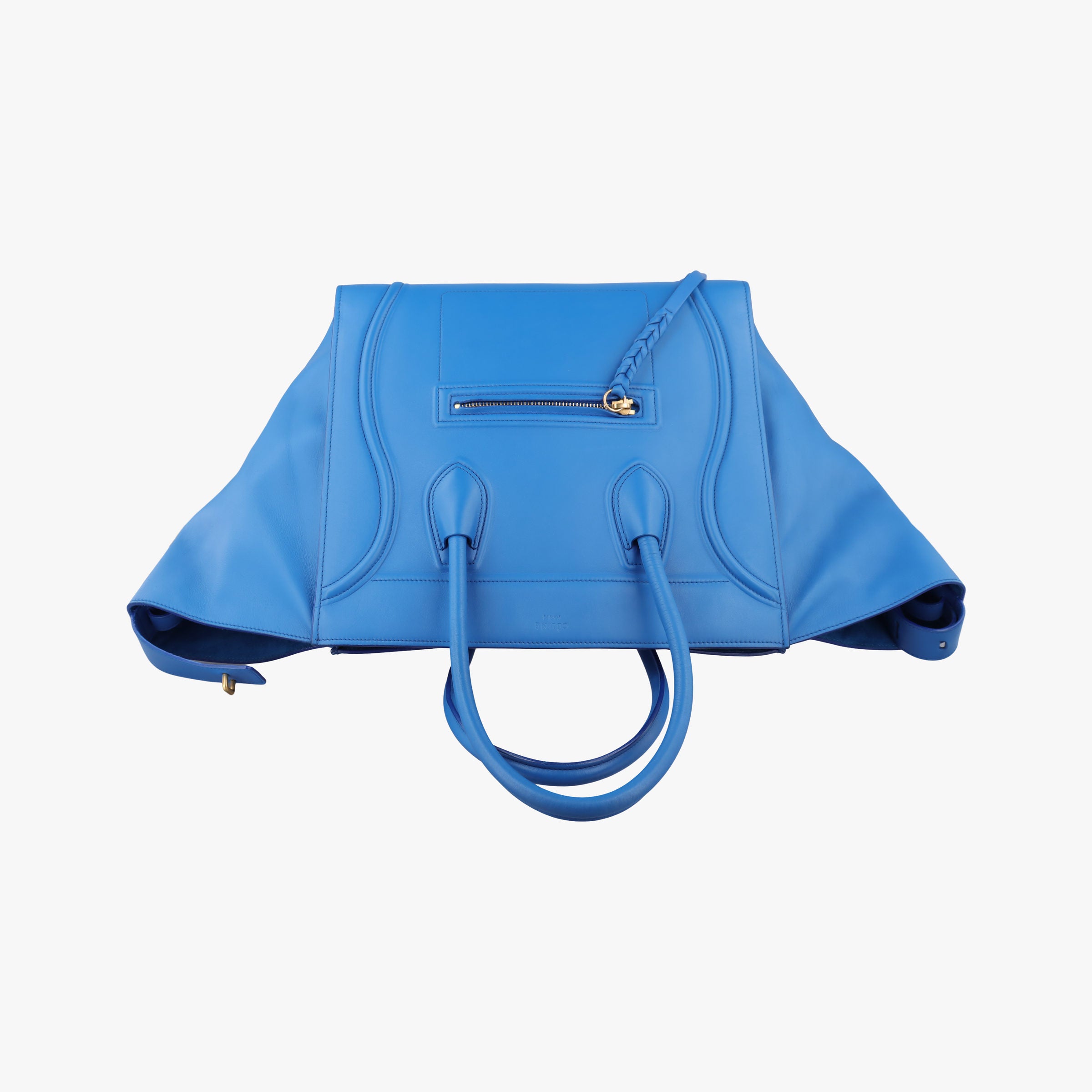 Vintage Celine Luggage Square Phantom Blue Leather  handbag | stylenewstar