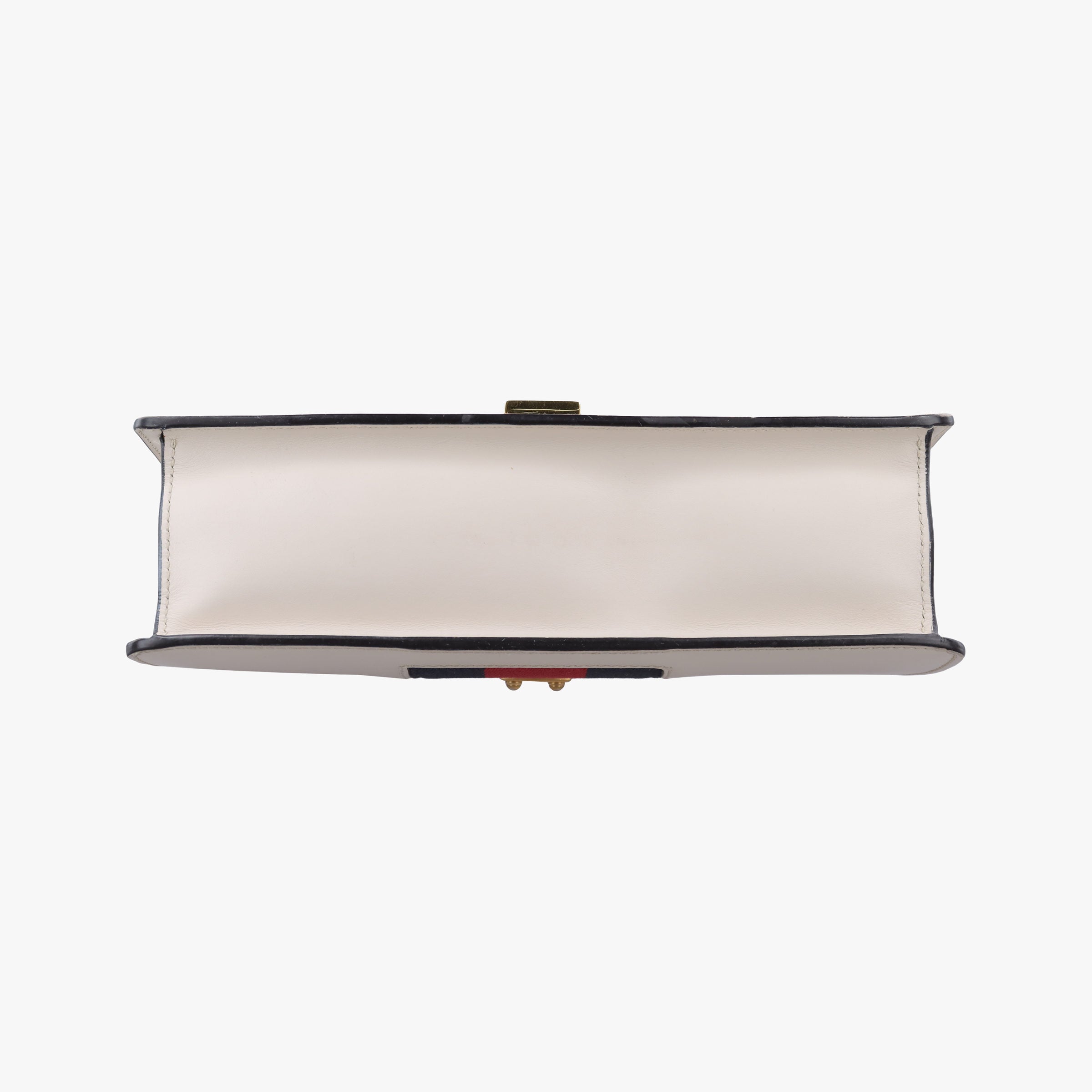 Pre-owned Gucci Sylvie Ivory×navy×red Leather 421882 shoulderbag | stylenewstar