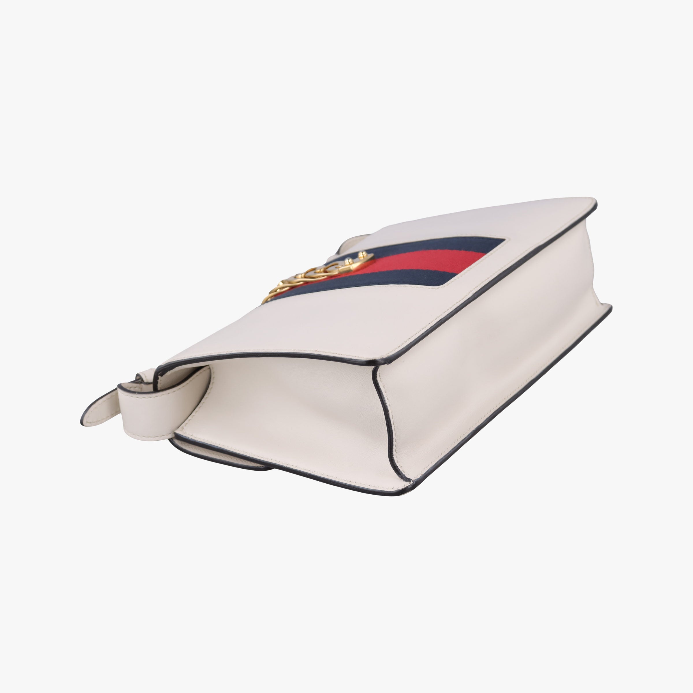 Pre-owned Gucci Sylvie Ivory×navy×red Leather 421882 shoulderbag | stylenewstar