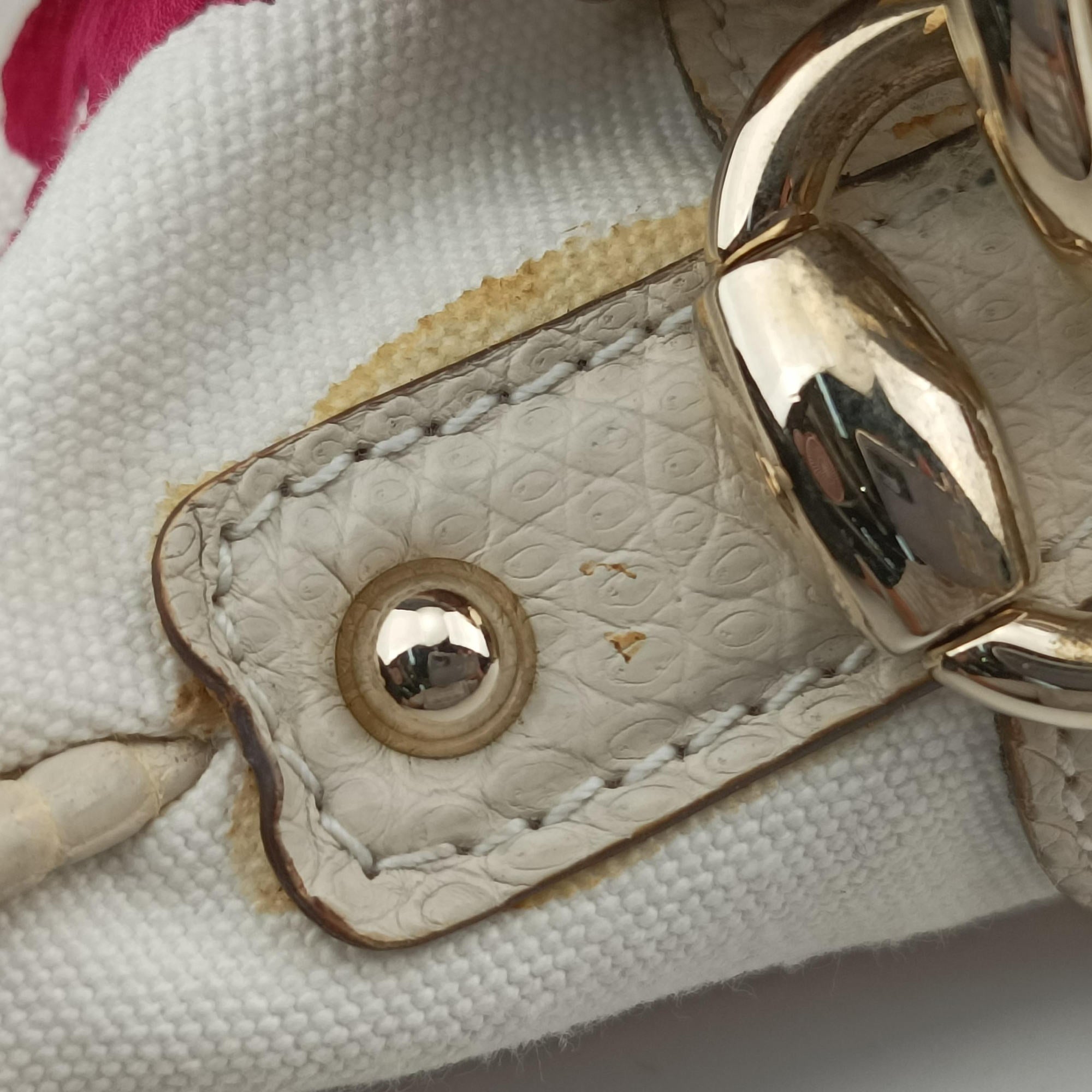 Pre-owned Gucci Bamboo White × Bordeaux Flora Canvas× Leather 171292 shoulderbag | stylenewstar