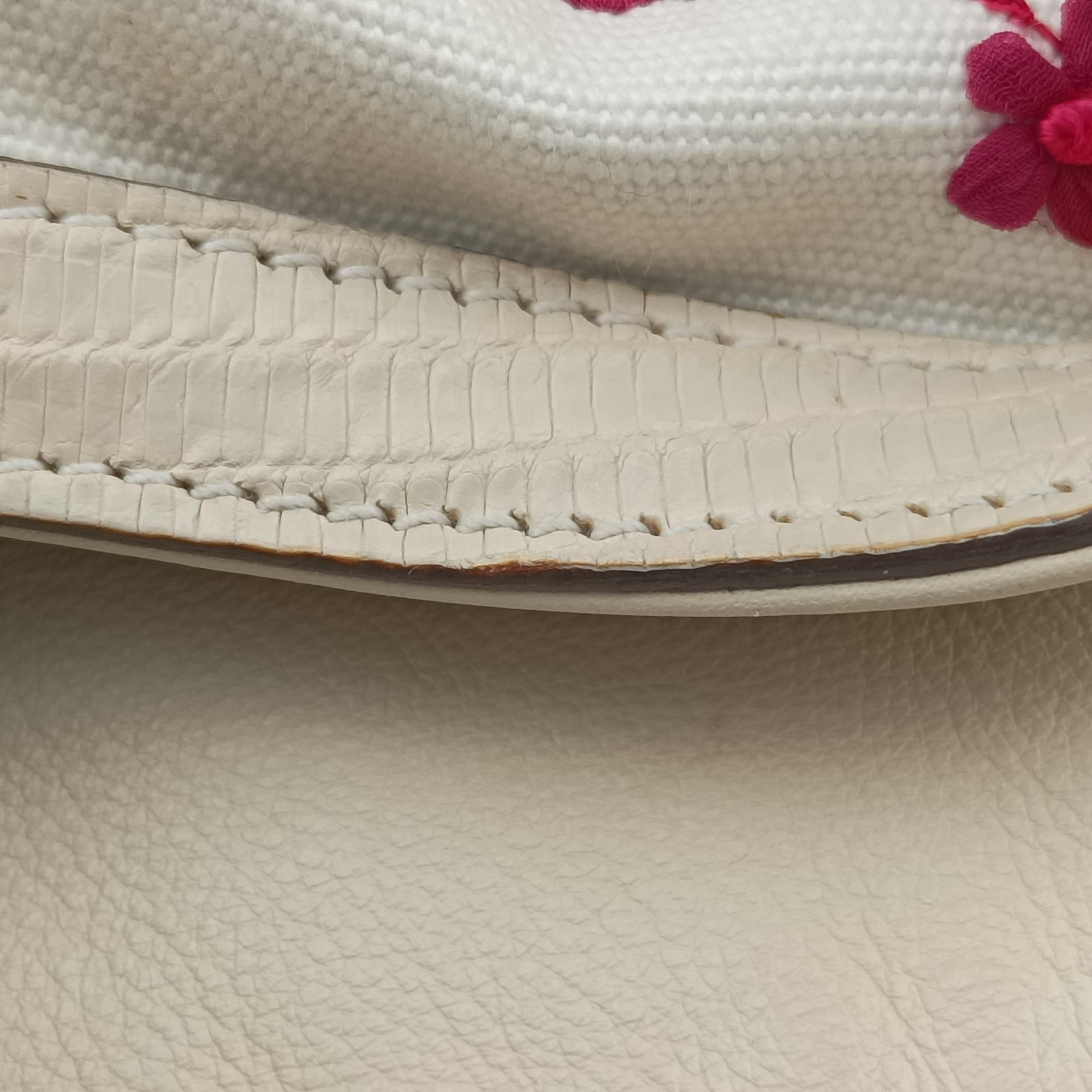 Pre-owned Gucci Bamboo White × Bordeaux Flora Canvas× Leather 171292 shoulderbag | stylenewstar