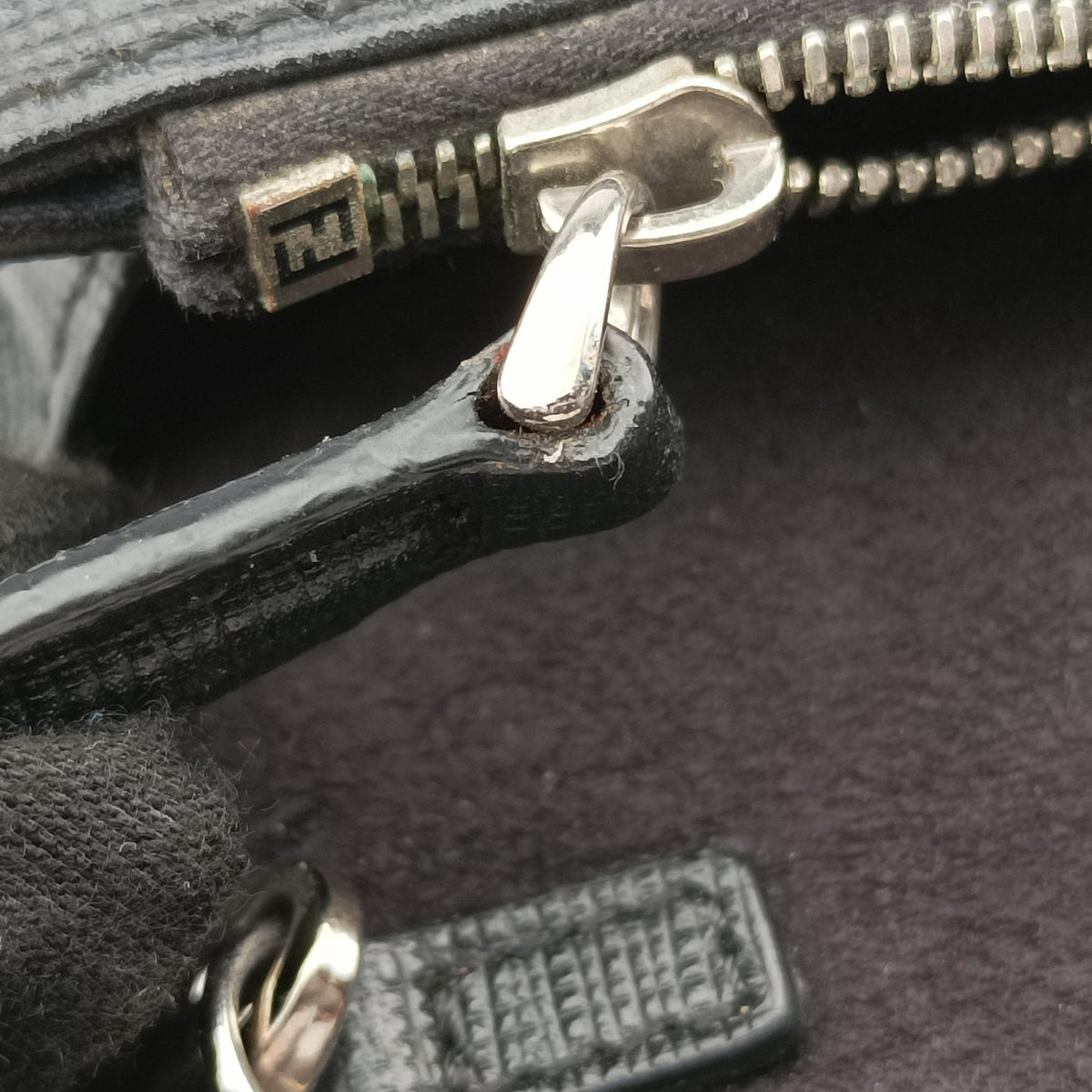 Pre-owned Fendi Karlito Lagerfeld Studded Black Leather 8M0346 shoulderbag | stylenewstar