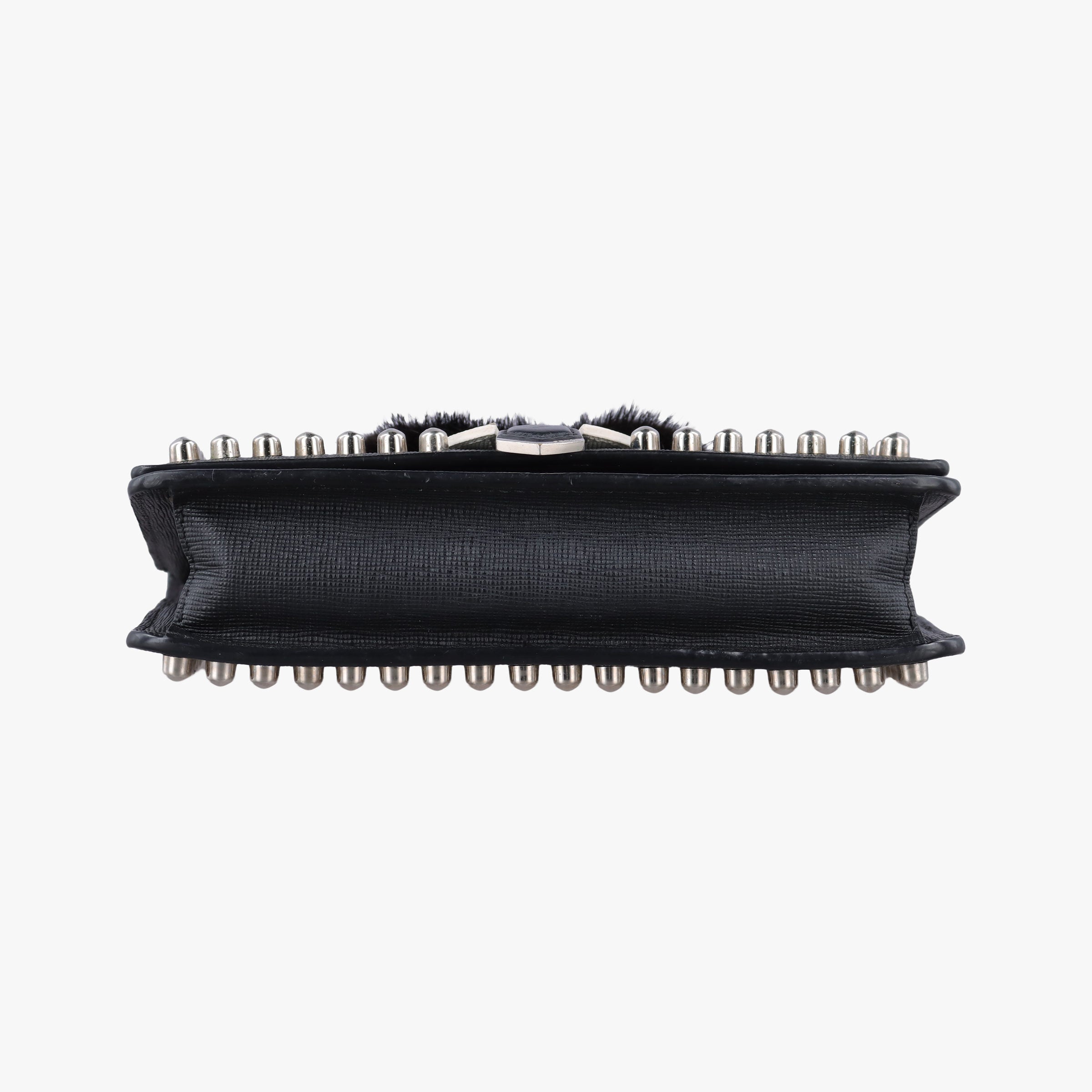 Pre-owned Fendi Karlito Lagerfeld Studded Black Leather 8M0346 shoulderbag | stylenewstar