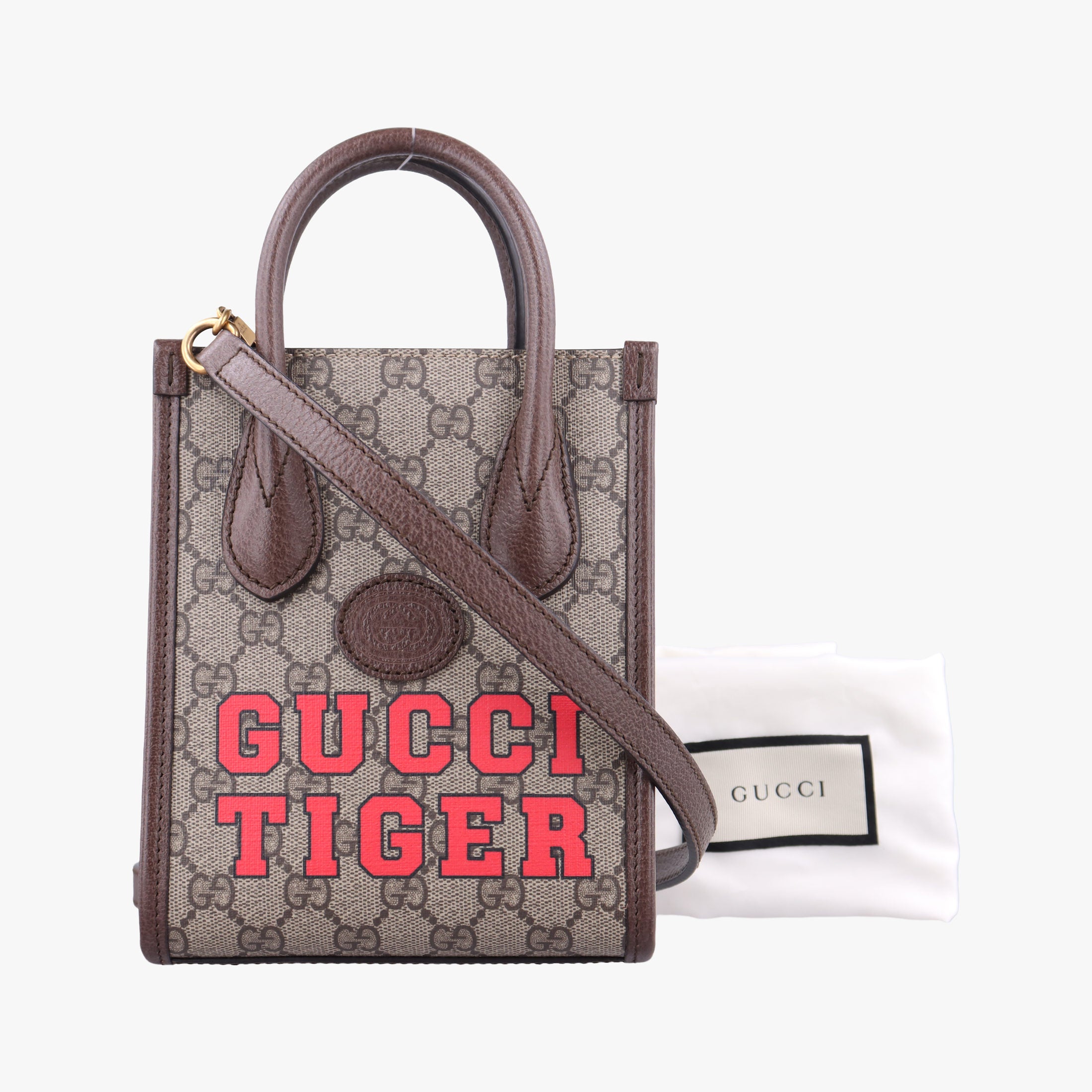 Vintage Gucci Interlocking G Tiger Mini Brown PVC coated canvas×Leather 671623 shoulderbag | stylenewstar