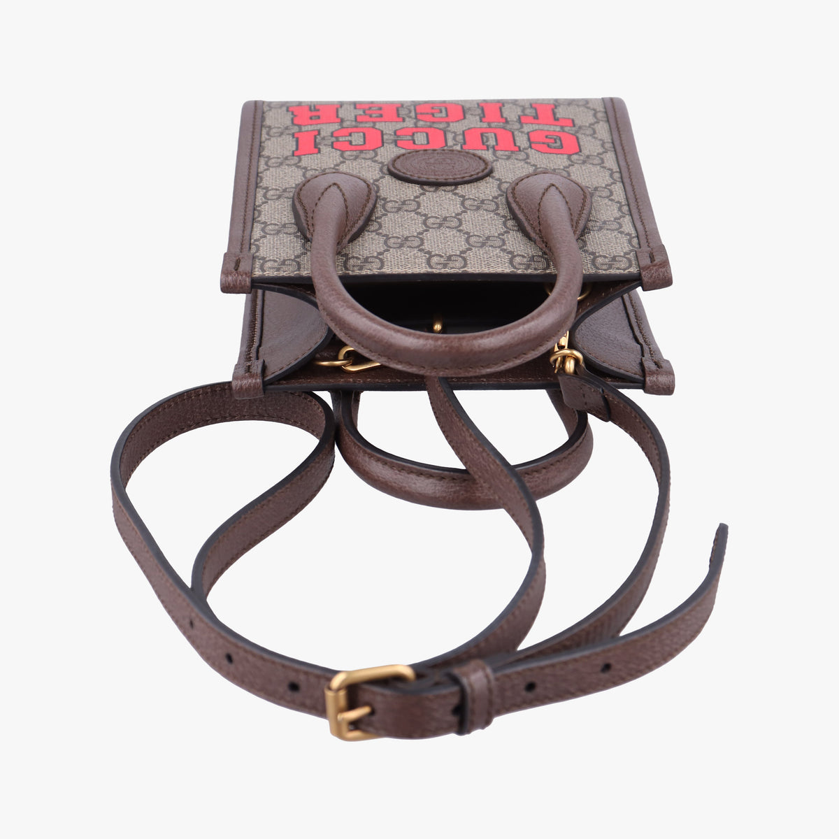 Vintage Gucci Interlocking G Tiger Mini Brown PVC coated canvas×Leather 671623 shoulderbag | stylenewstar