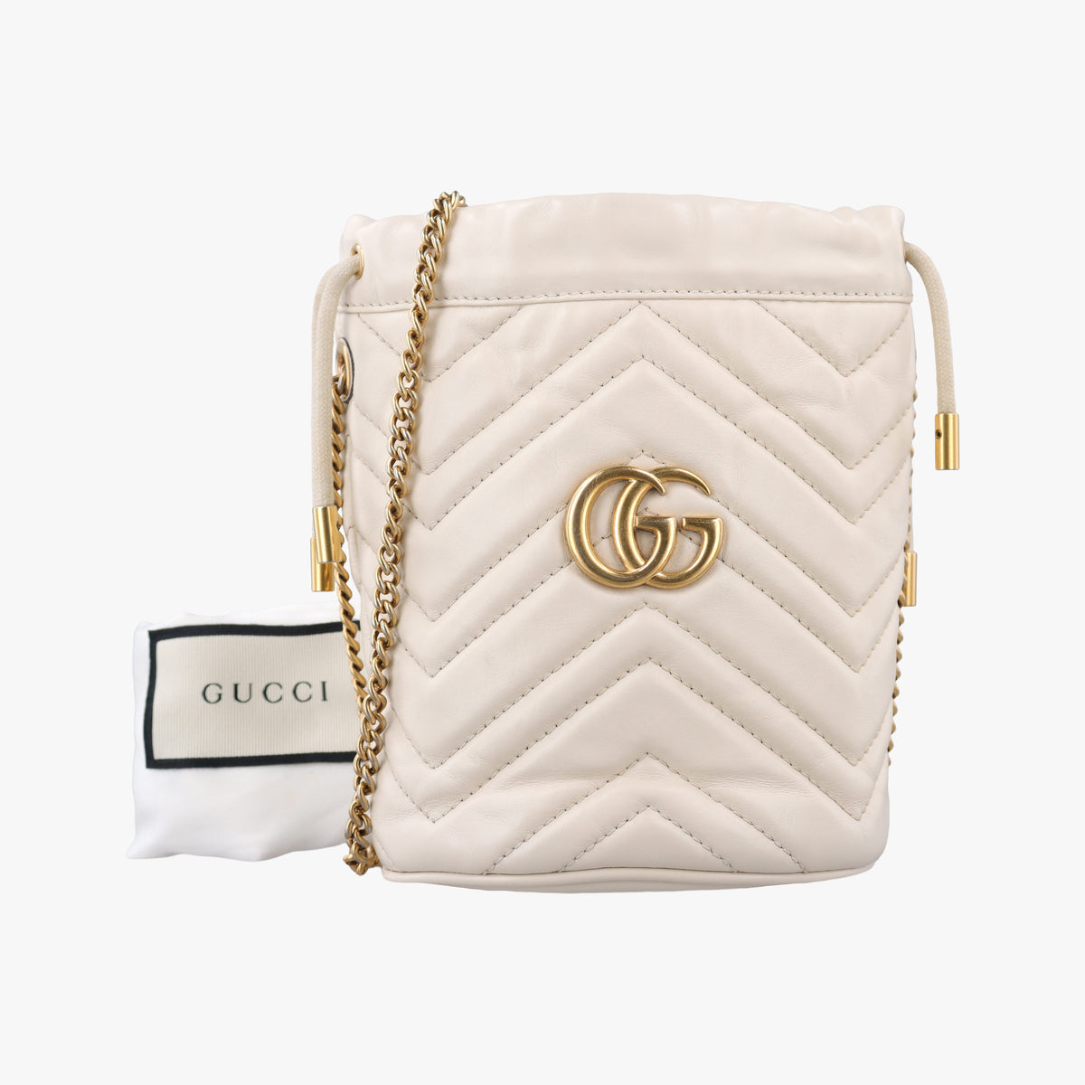 Pre-owned Gucci GG Marmont White Leather 575163 shoulderbag | stylenewstar