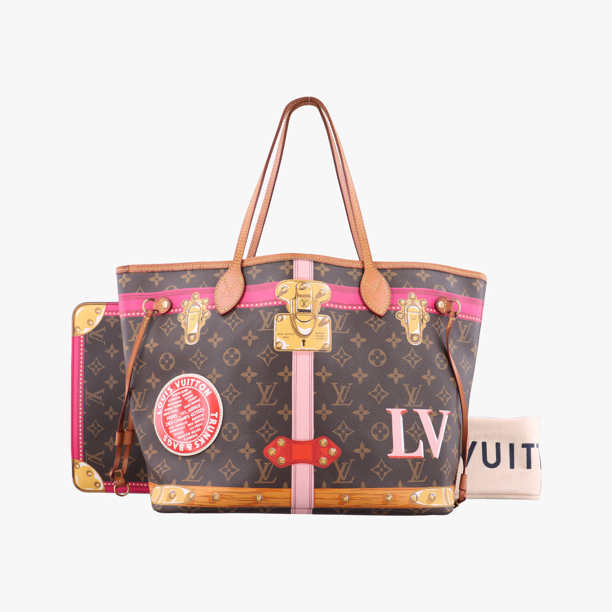Secondhand Louis Vuitton Neverfull MM Summer Trunk brown×Multicolor Monogram Canvas M41390 handbag | stylenewstar