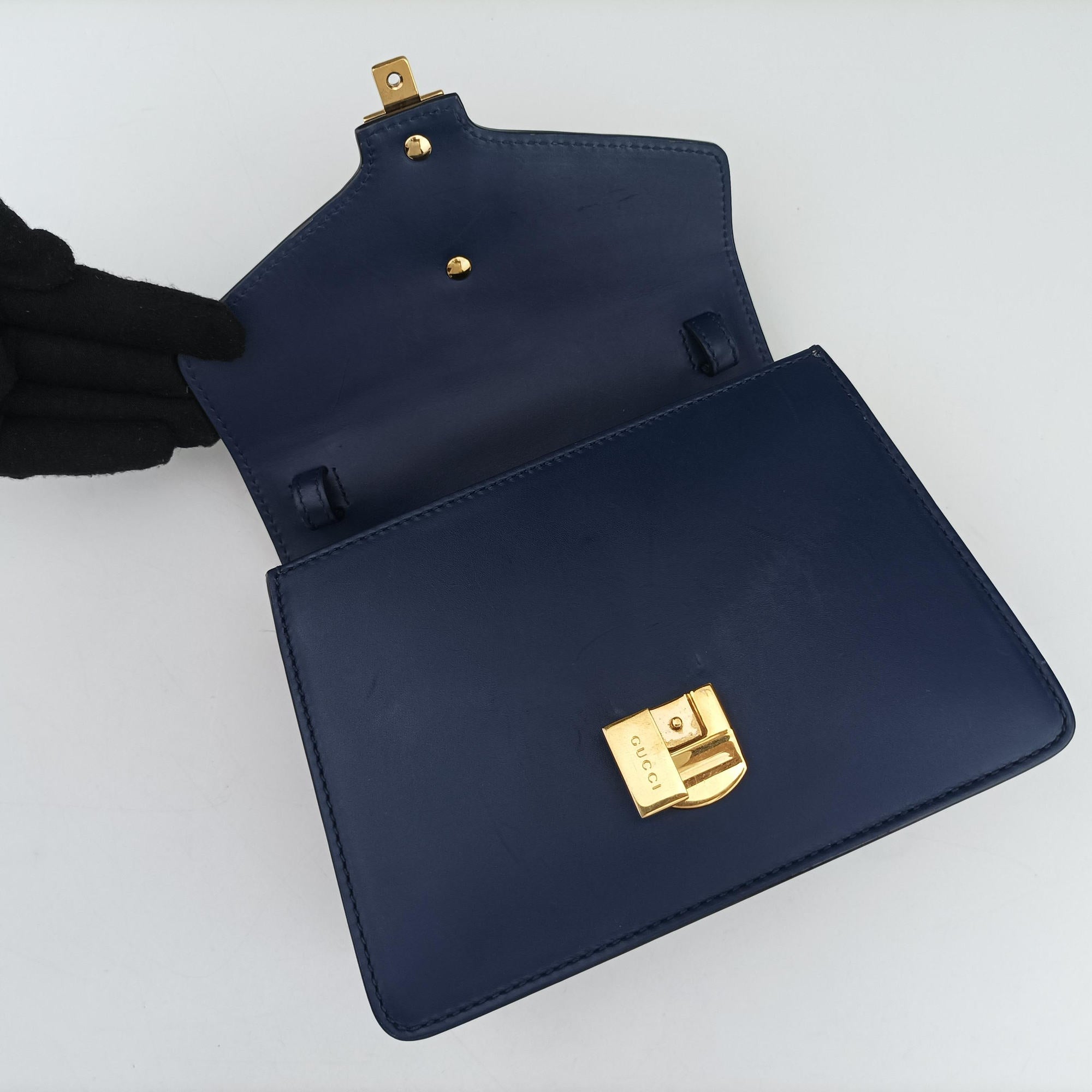 Pre-owned Gucci Sylvie Blue Leather 470270 shoulderbag | stylenewstar