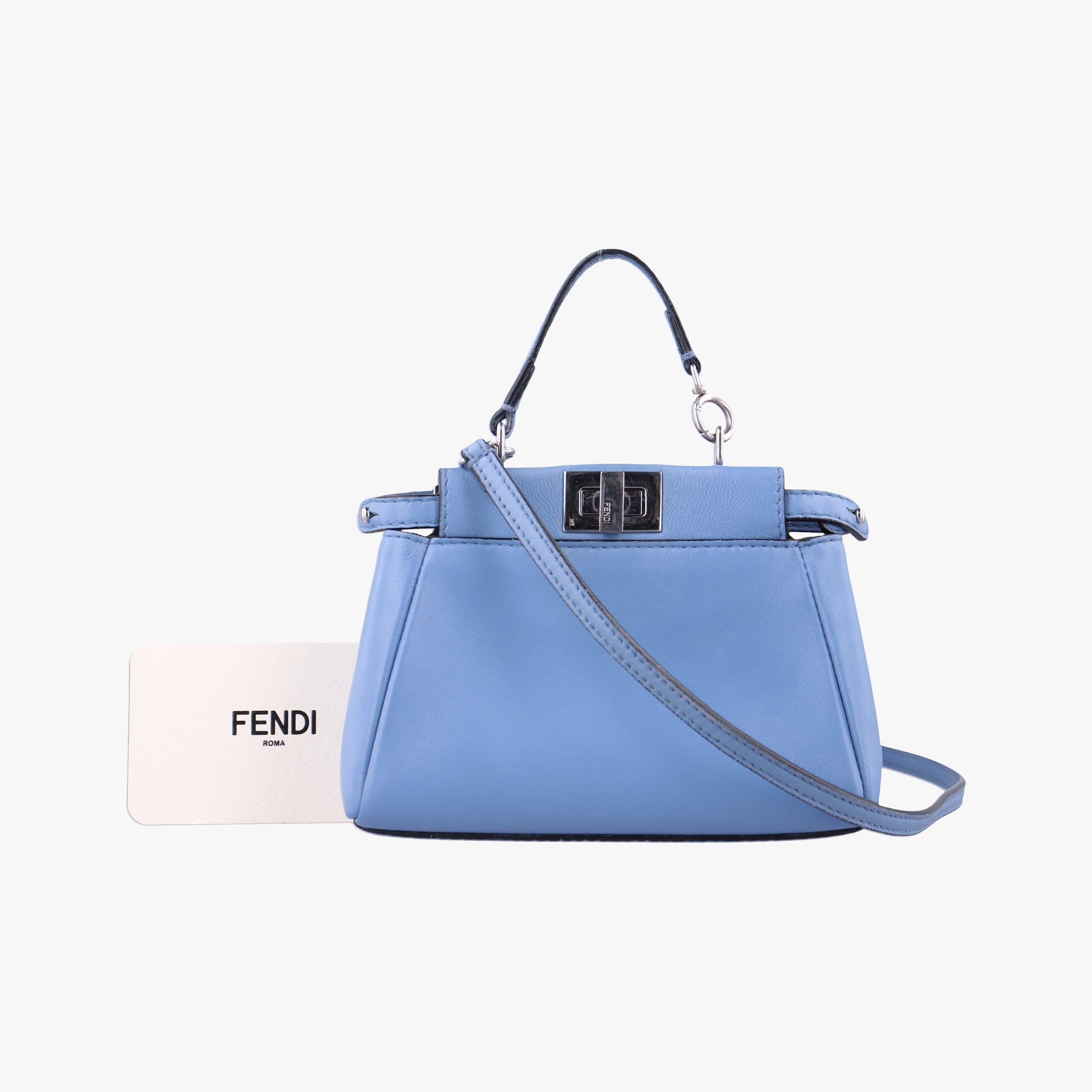 Pre-owned Fendi Micro Peekaboo Blue Leather 8M0355 shoulderbag | stylenewstar