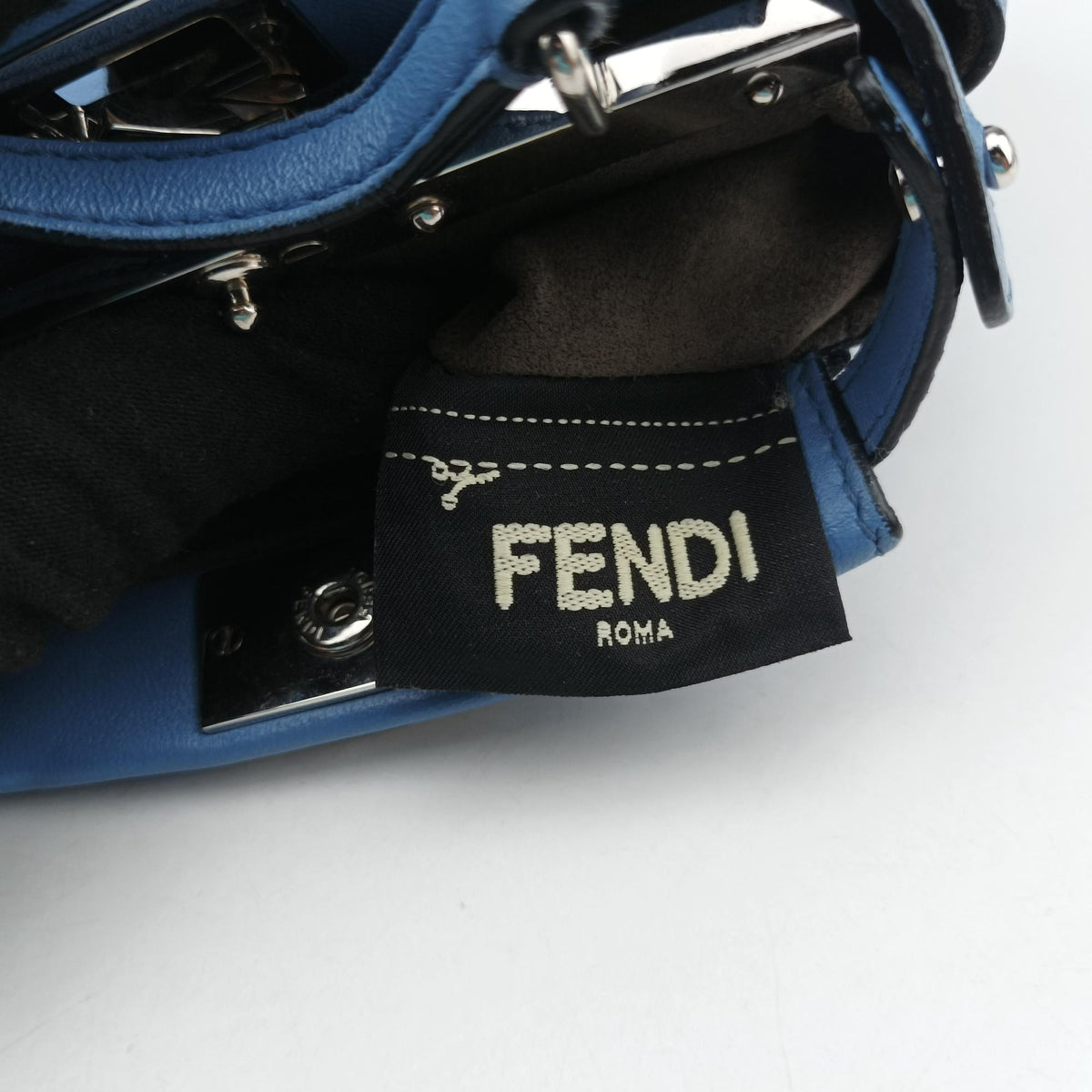 Pre-owned Fendi Micro Peekaboo Blue Leather 8M0355 shoulderbag | stylenewstar