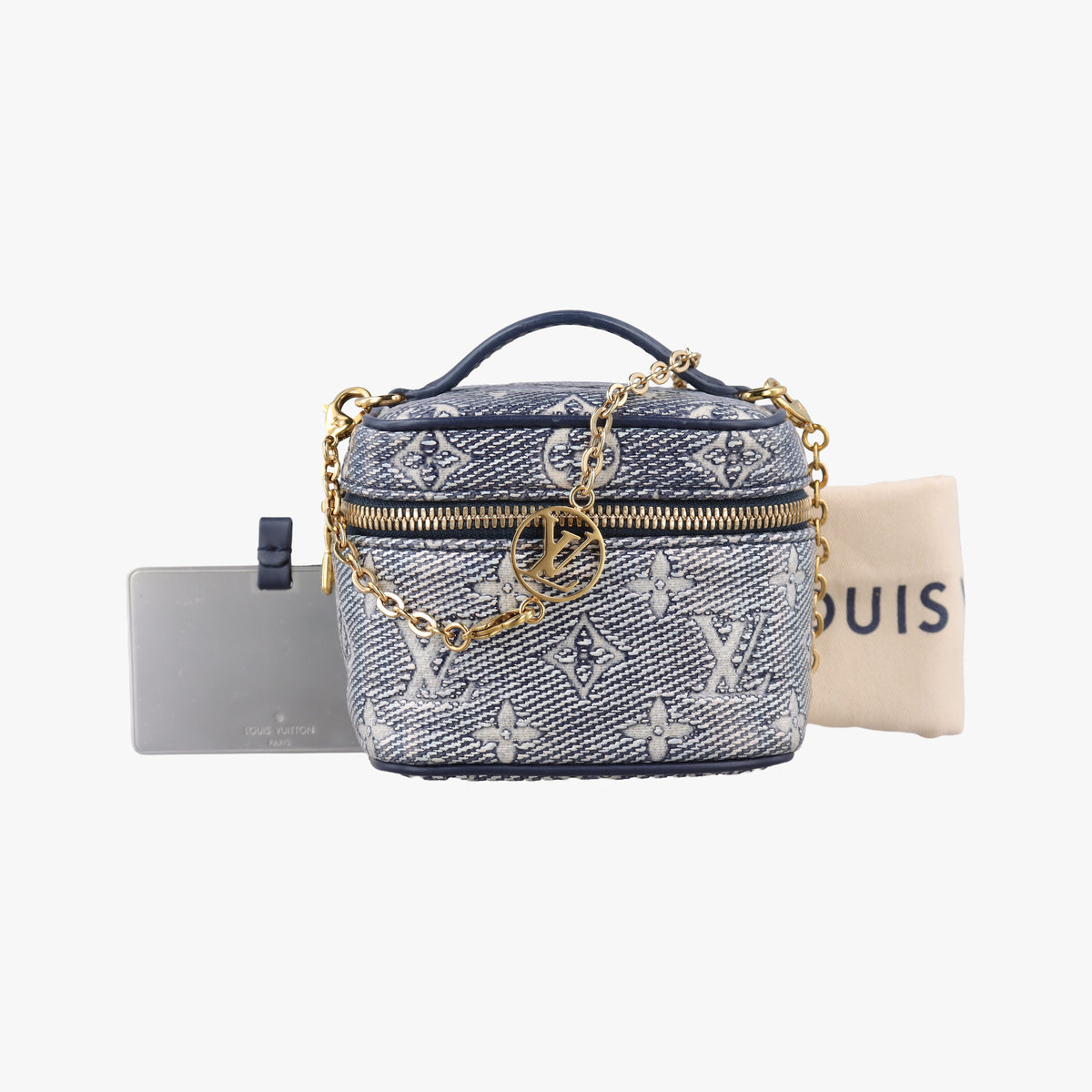 Pre-owned Louis Vuitton Micro Vanity Gray×Blue MONOGRAM JACQUARD DENIM M82467 shoulderbag | stylenewstar
