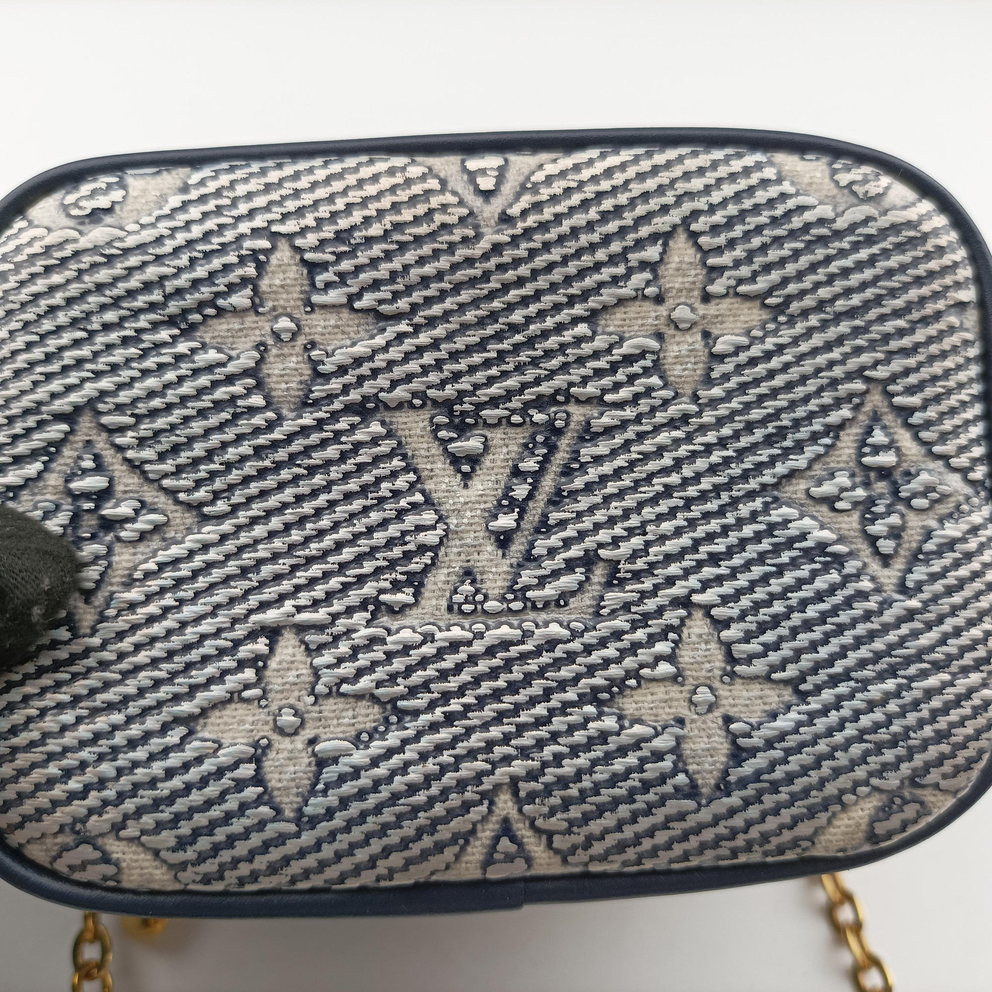 Pre-owned Louis Vuitton Micro Vanity Gray×Blue MONOGRAM JACQUARD DENIM M82467 shoulderbag | stylenewstar