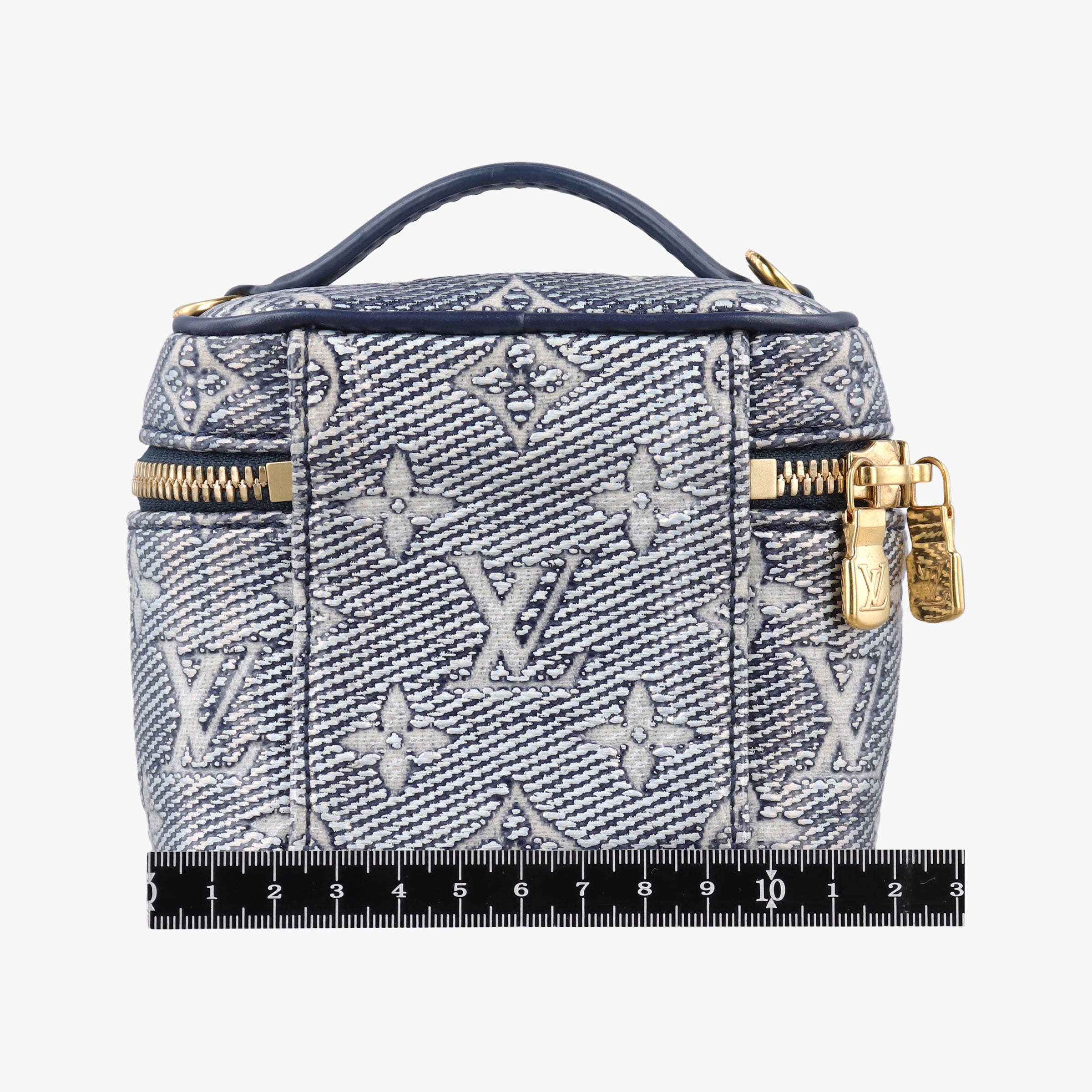 Pre-owned Louis Vuitton Micro Vanity Gray×Blue MONOGRAM JACQUARD DENIM M82467 shoulderbag | stylenewstar