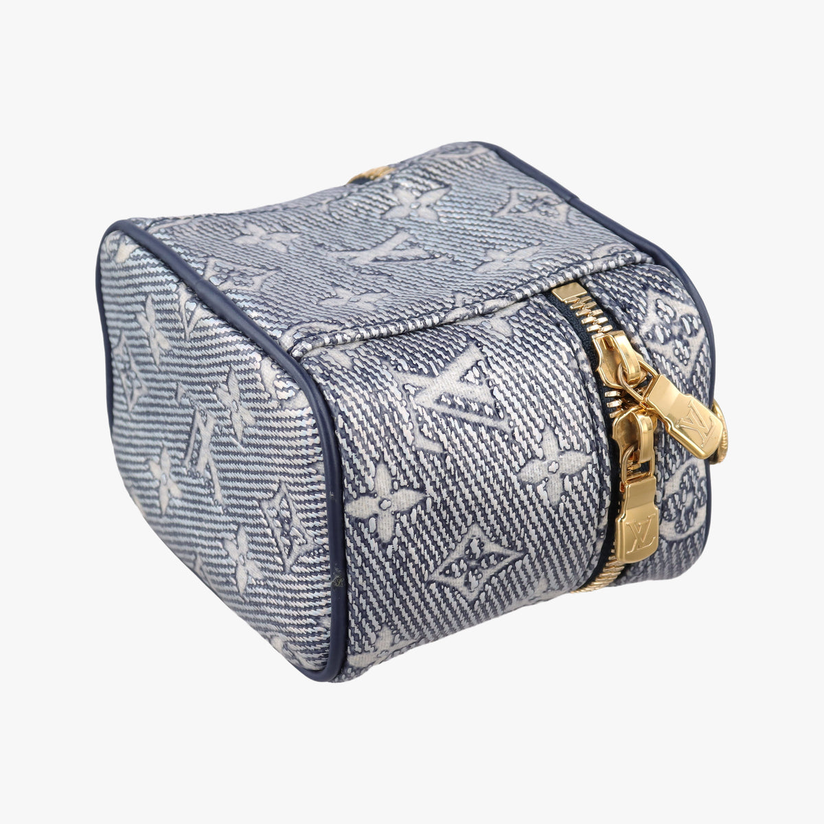 Pre-owned Louis Vuitton Micro Vanity Gray×Blue MONOGRAM JACQUARD DENIM M82467 shoulderbag | stylenewstar