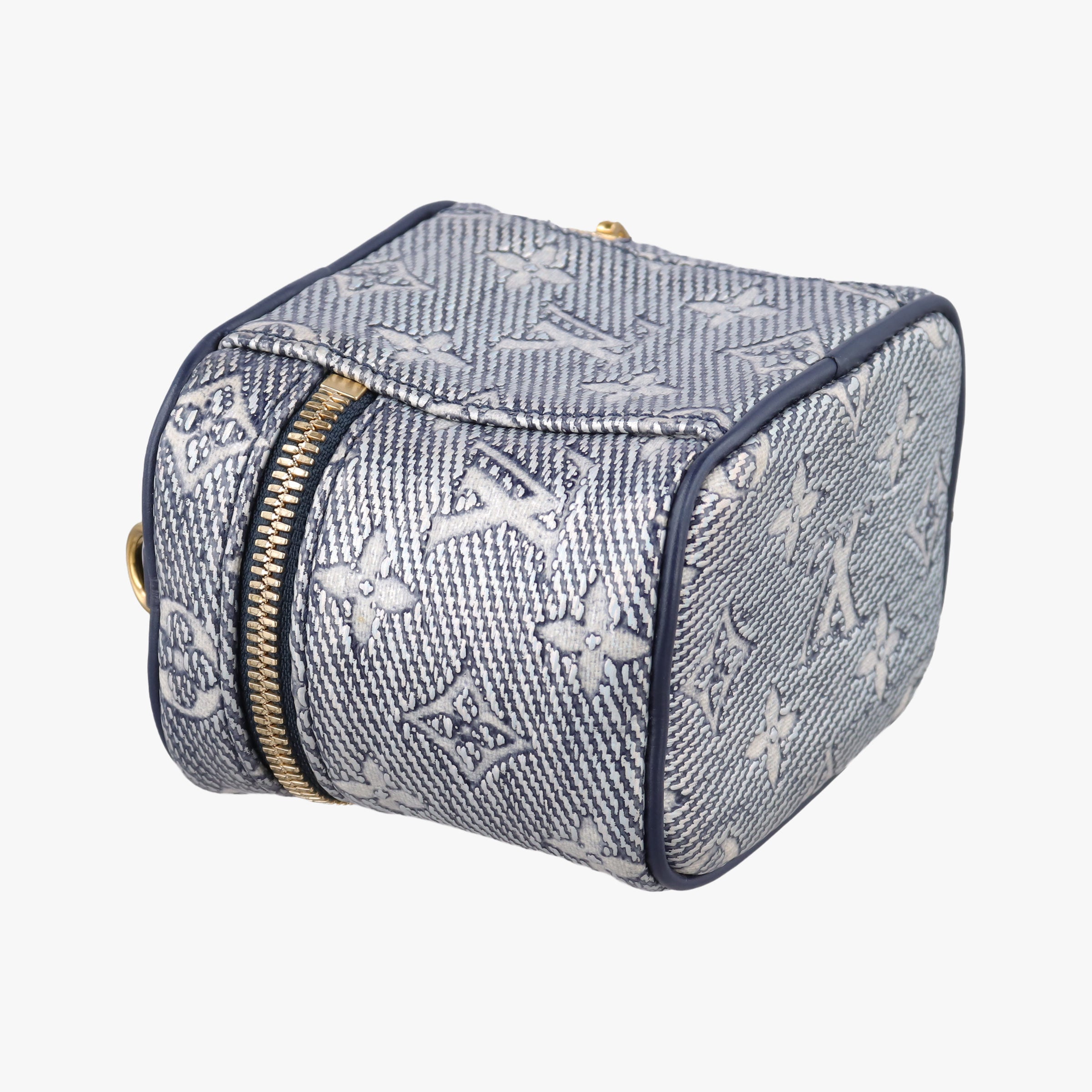 Pre-owned Louis Vuitton Micro Vanity Gray×Blue MONOGRAM JACQUARD DENIM M82467 shoulderbag | stylenewstar