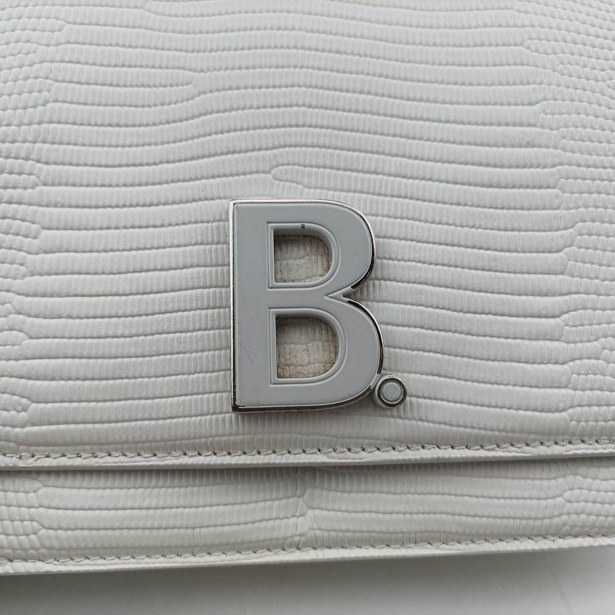 Pre-owned Burberry B.Logo White Leather  shoulderbag | stylenewstar