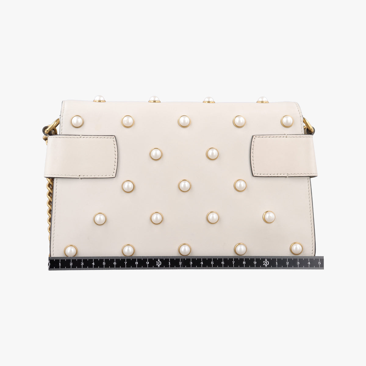 Pre-owned Gucci Broadway Pearl Bee White Leather 453778 shoulderbag | stylenewstar